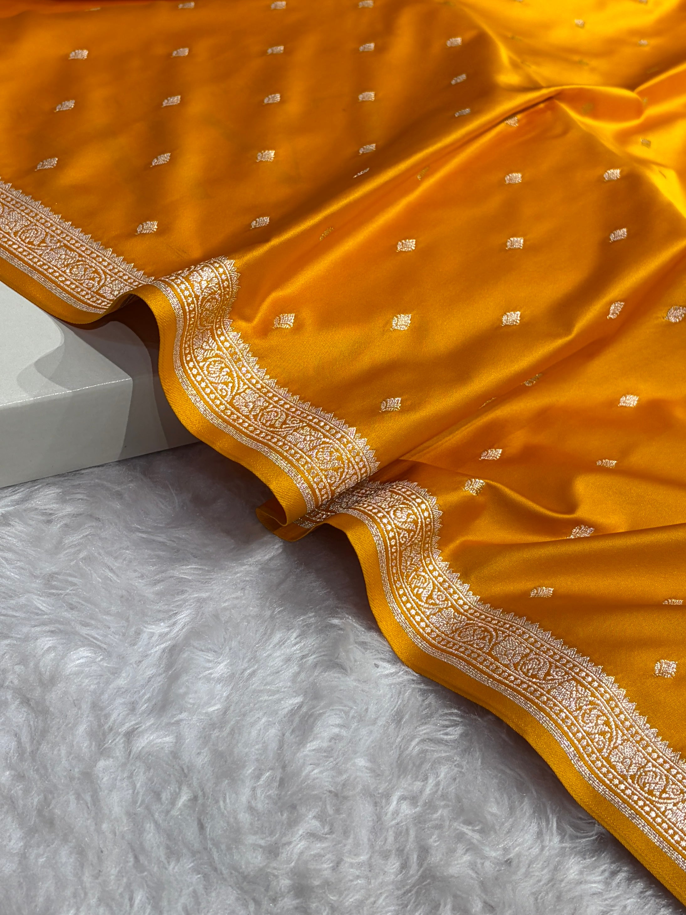 Premium Banarasi Satin Katan Saree in mustard Shades SK90