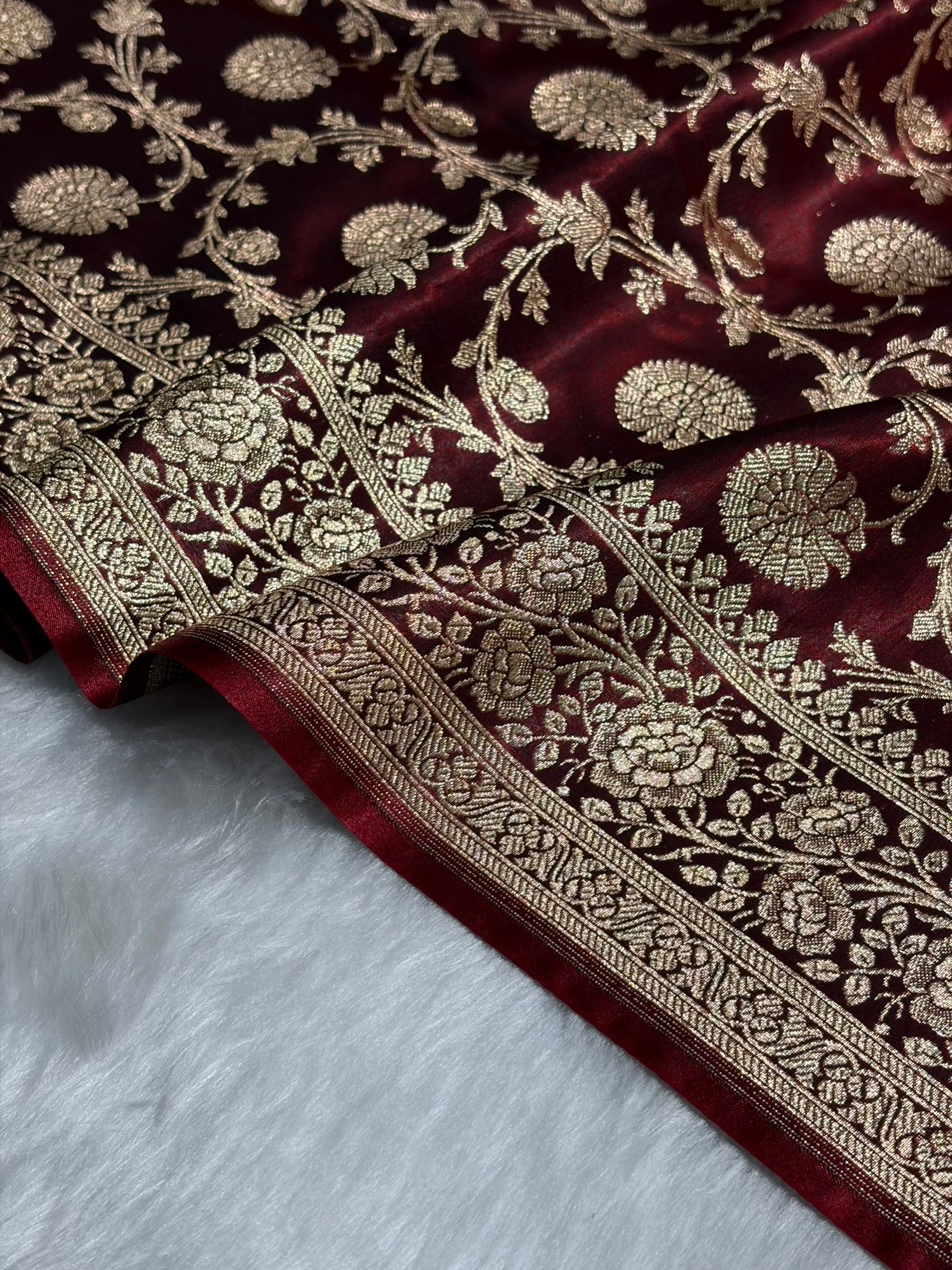 Light Weight Maroon shades Satin Silk Saree SS15