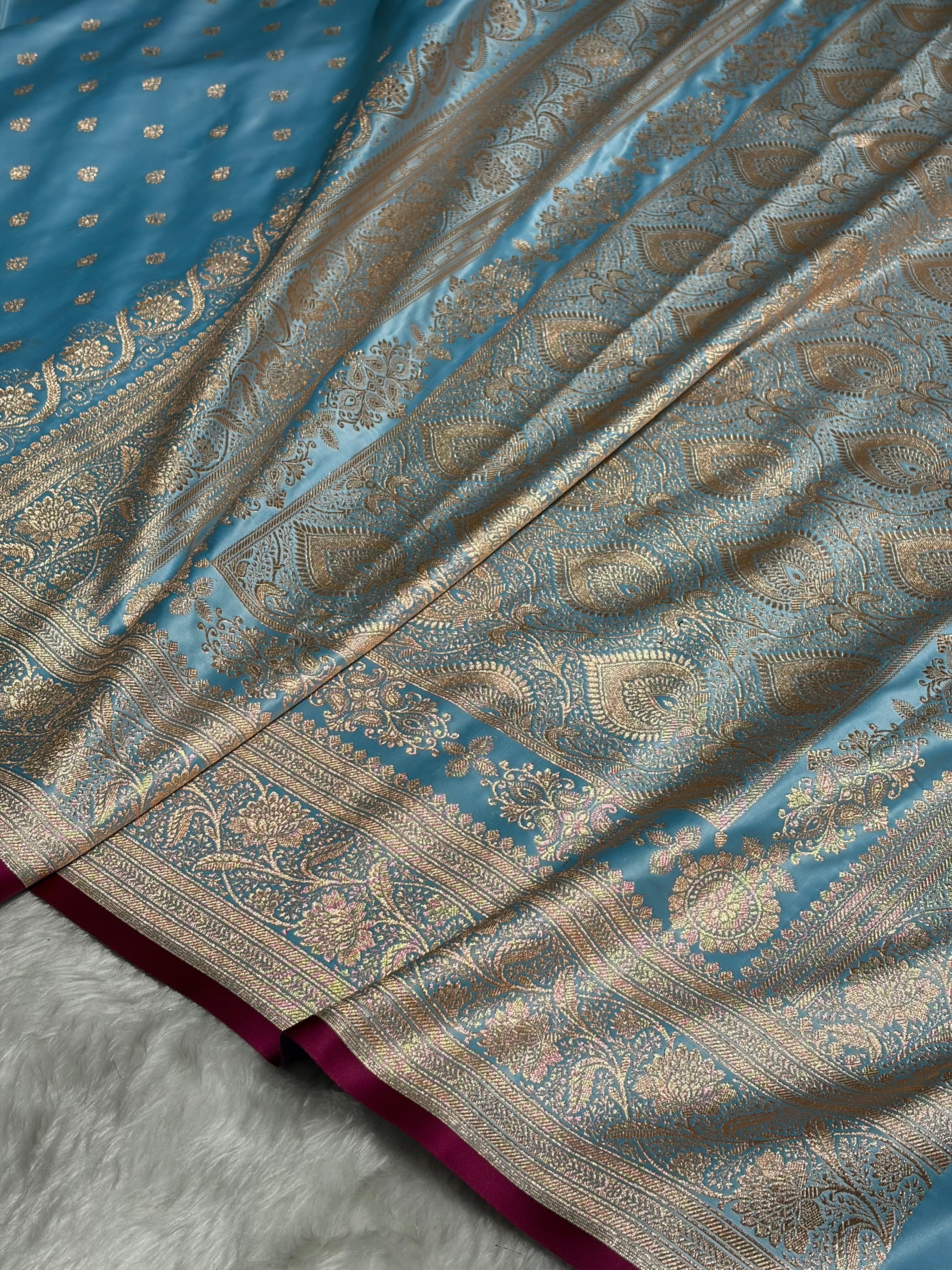Katan Silk Saree In Sky Blue Shades SK08