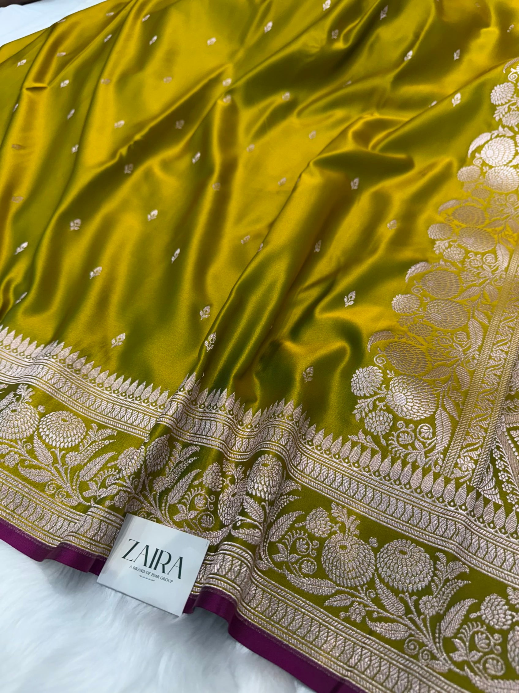 Mehendi Green Shades Floral Boota Mashru Silk Saree MSM 73