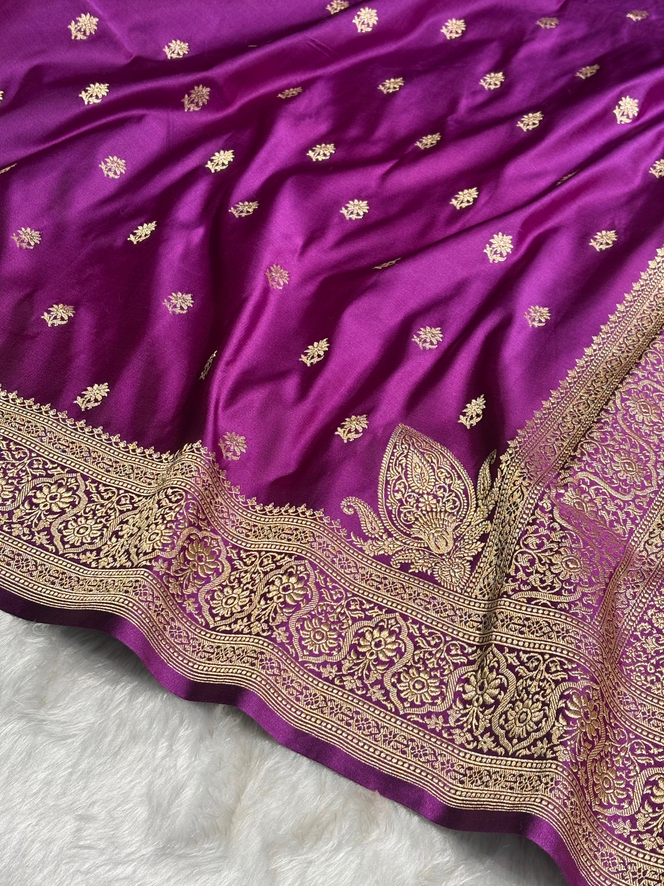 Magenta Floral Booti Katan Silk Saree SK62