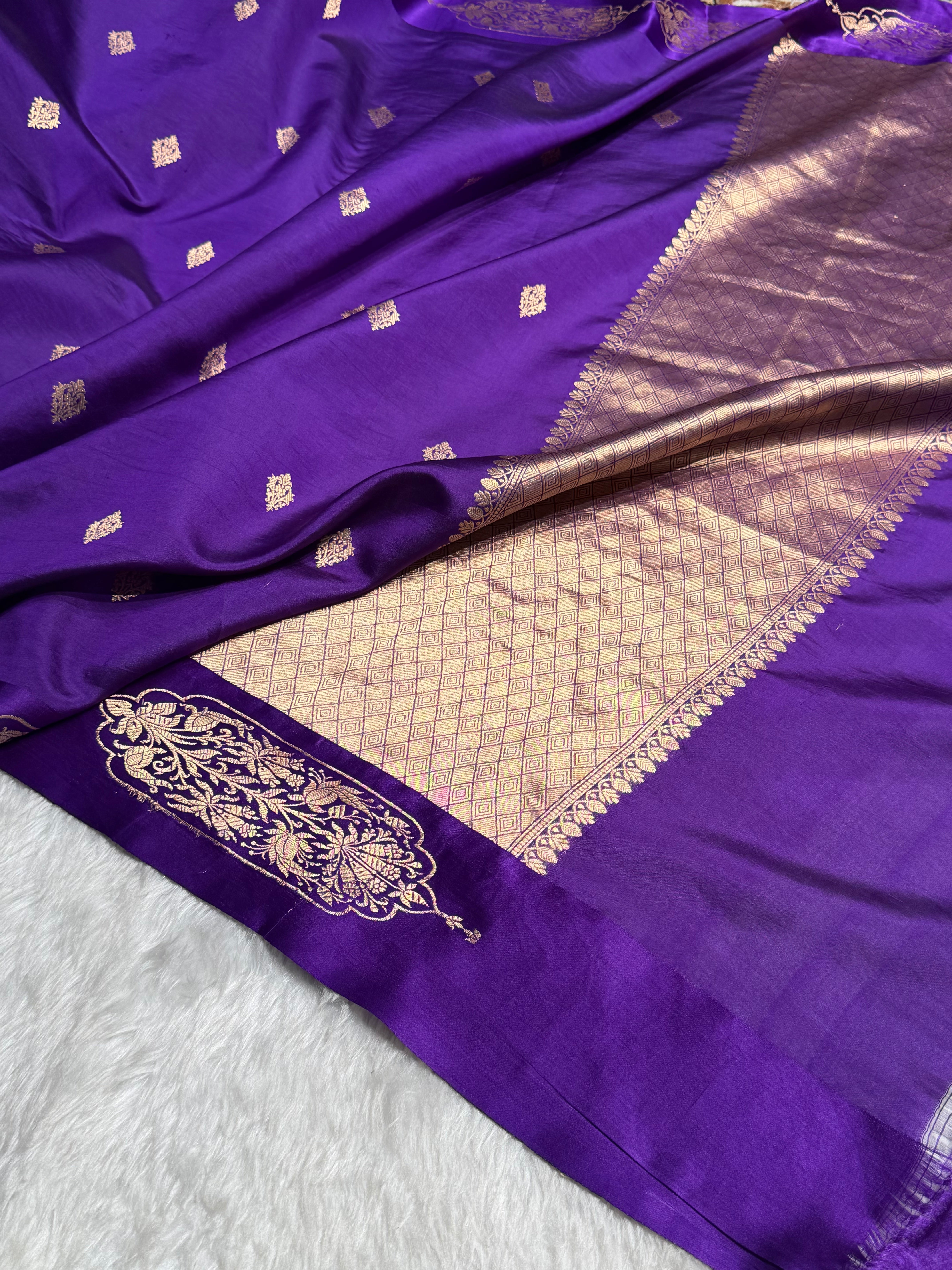 Purple Shades Handwoven Pure Katan Paper Silk RM-71