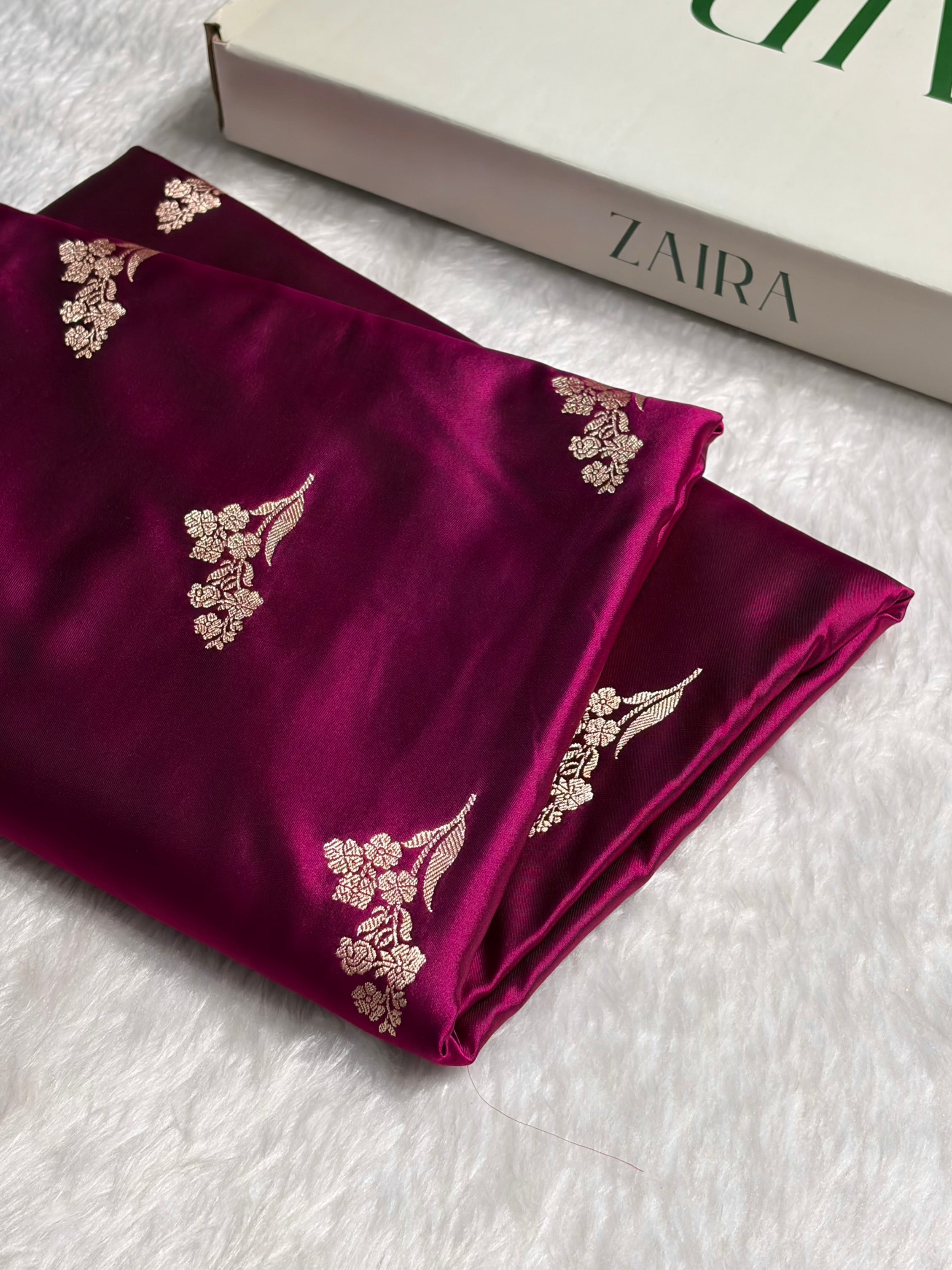 Wine Boota With Floral Border Mashru Silk Saree MSM-97