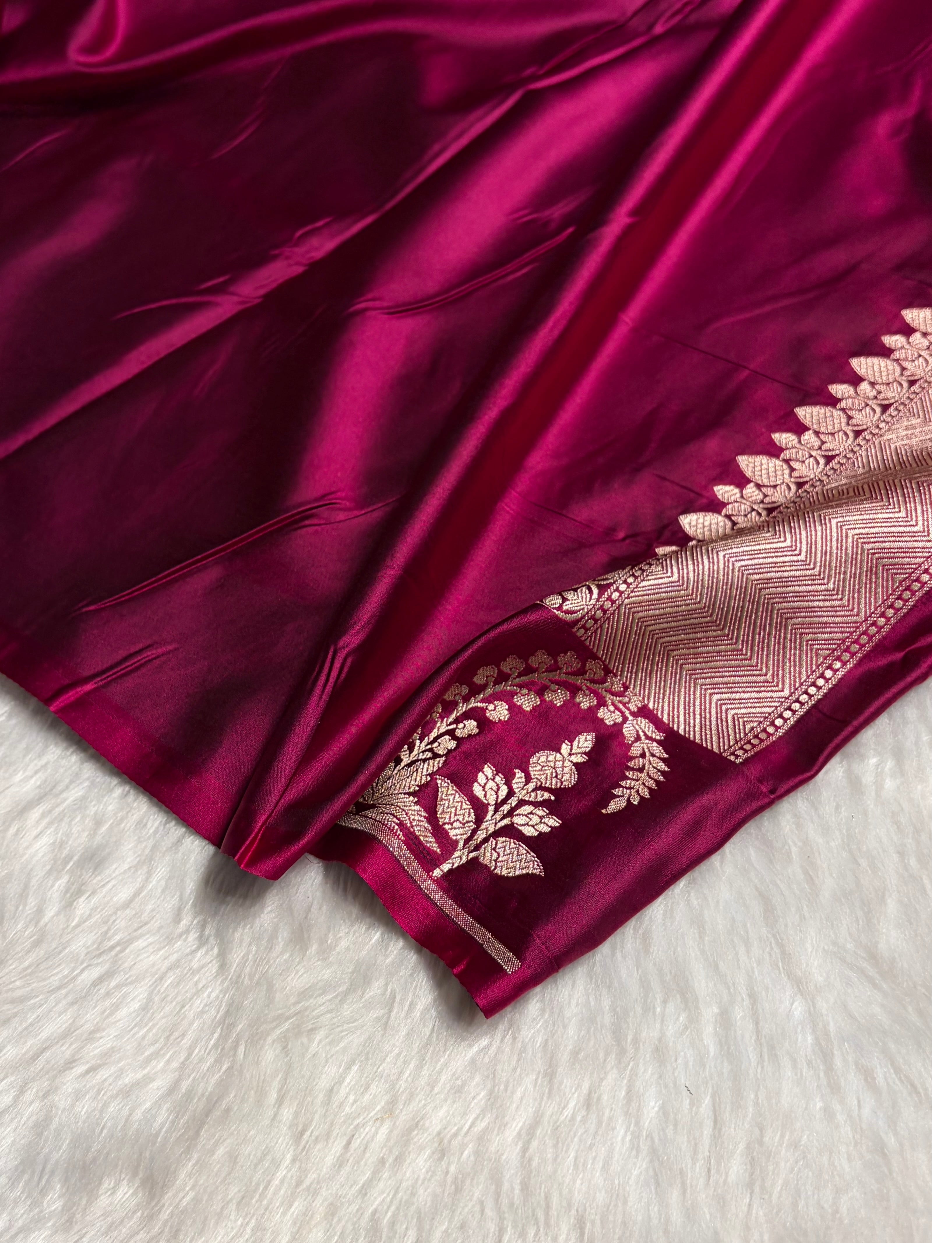 Wine Boota With Floral Border Mashru Silk Saree MSM-95