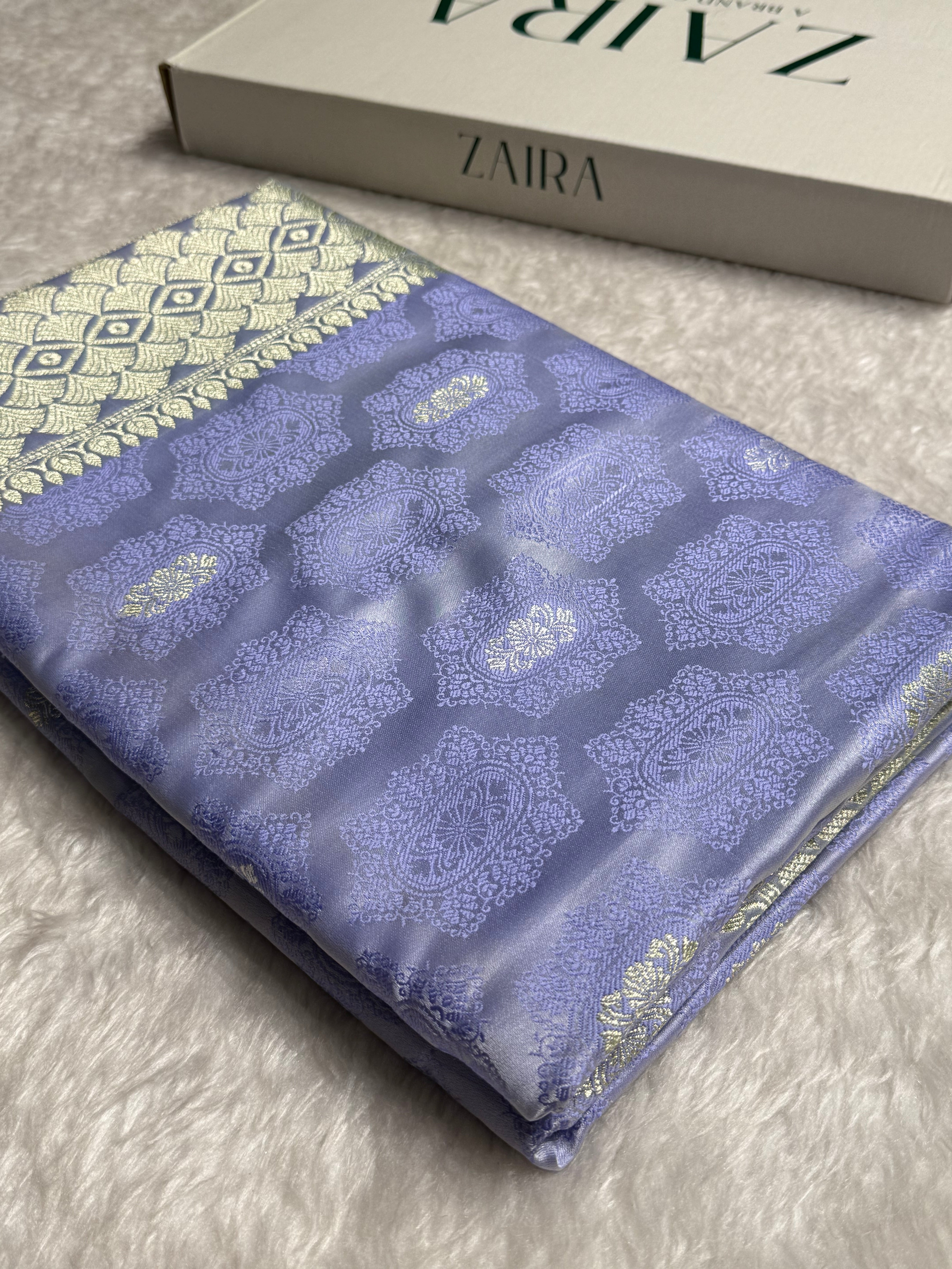 Pastel Blue Tanchoi Motif Mashru Silk Saree