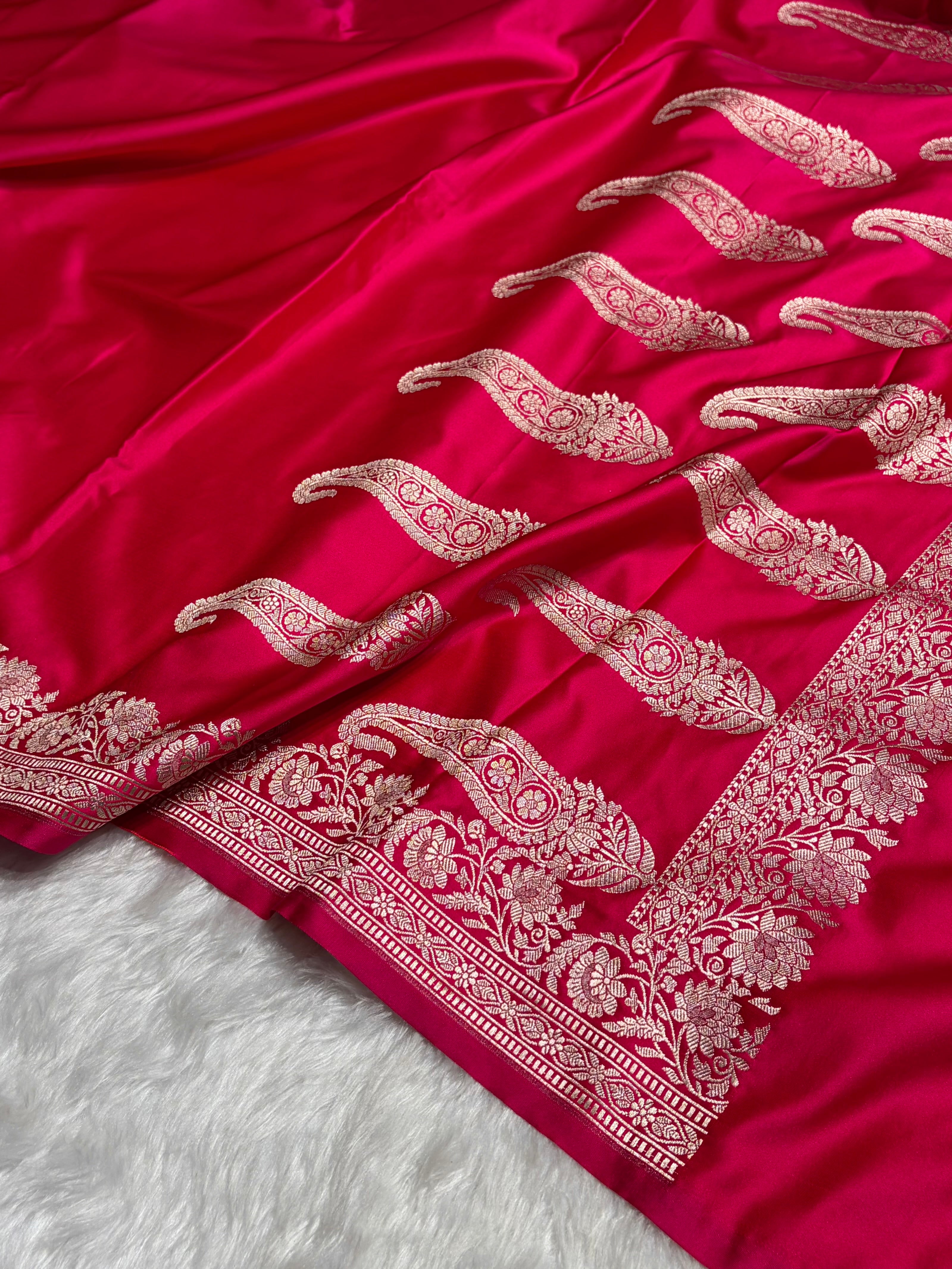 Cross Rani Boota With Floral Border Mashru Silk Saree MSM-94