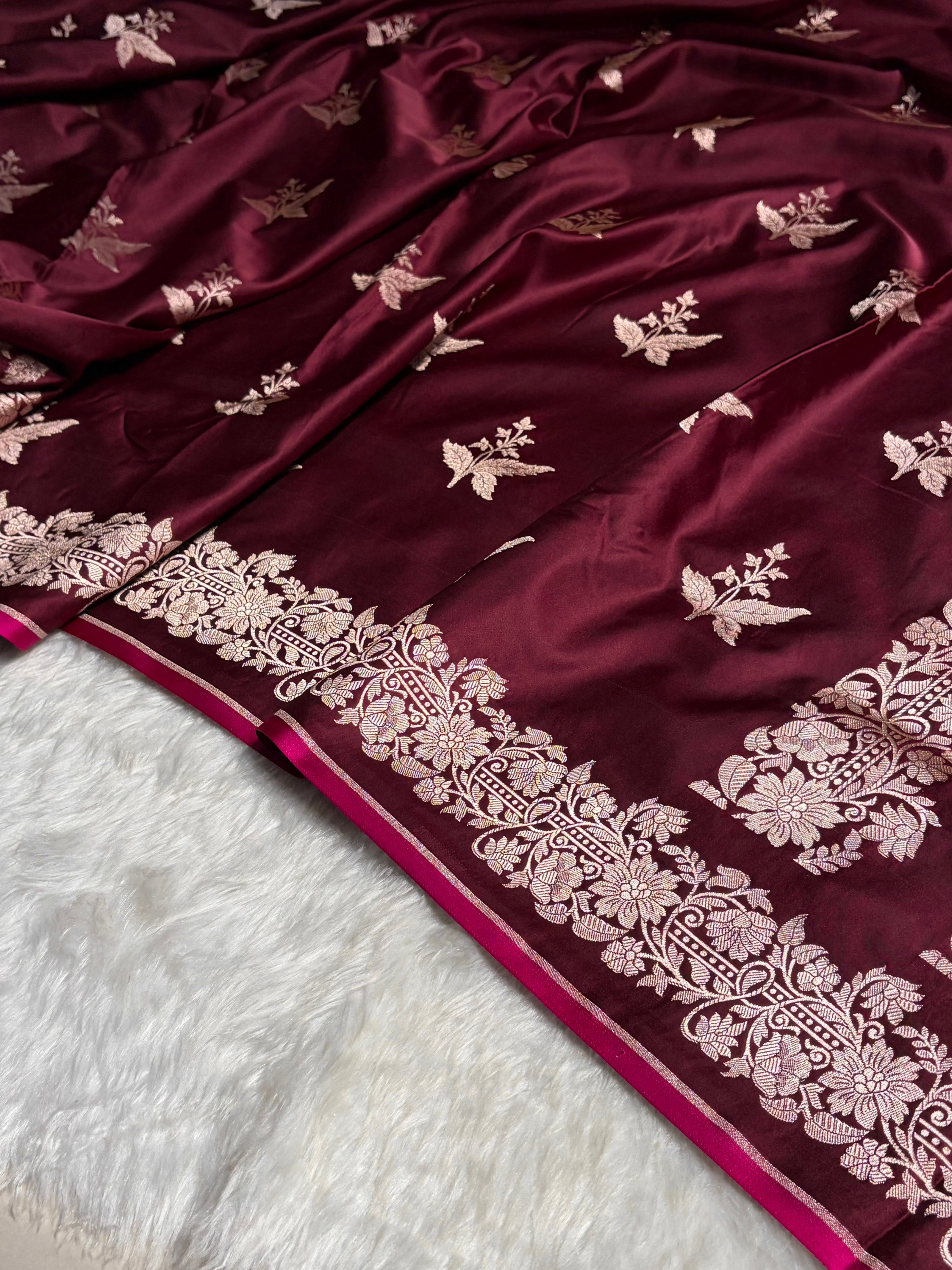 Chocolate Shades Floral Boota Mashru Silk Saree MSM-67