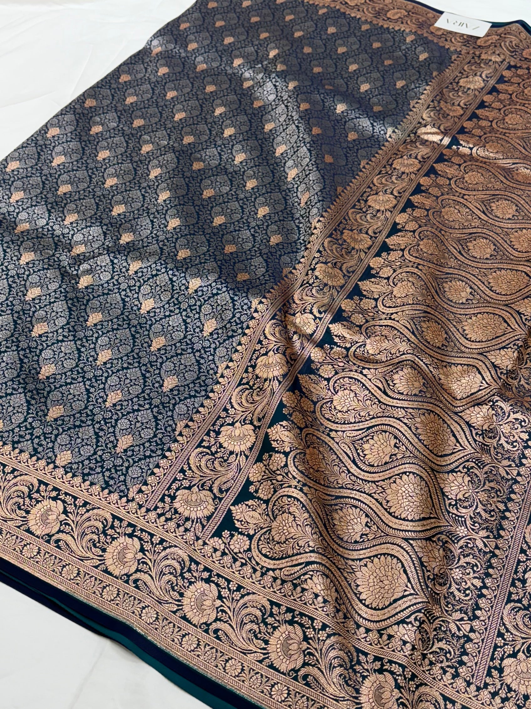 German Blue Shade With Tanchoi Brocade Pattern Katan Silk Saree