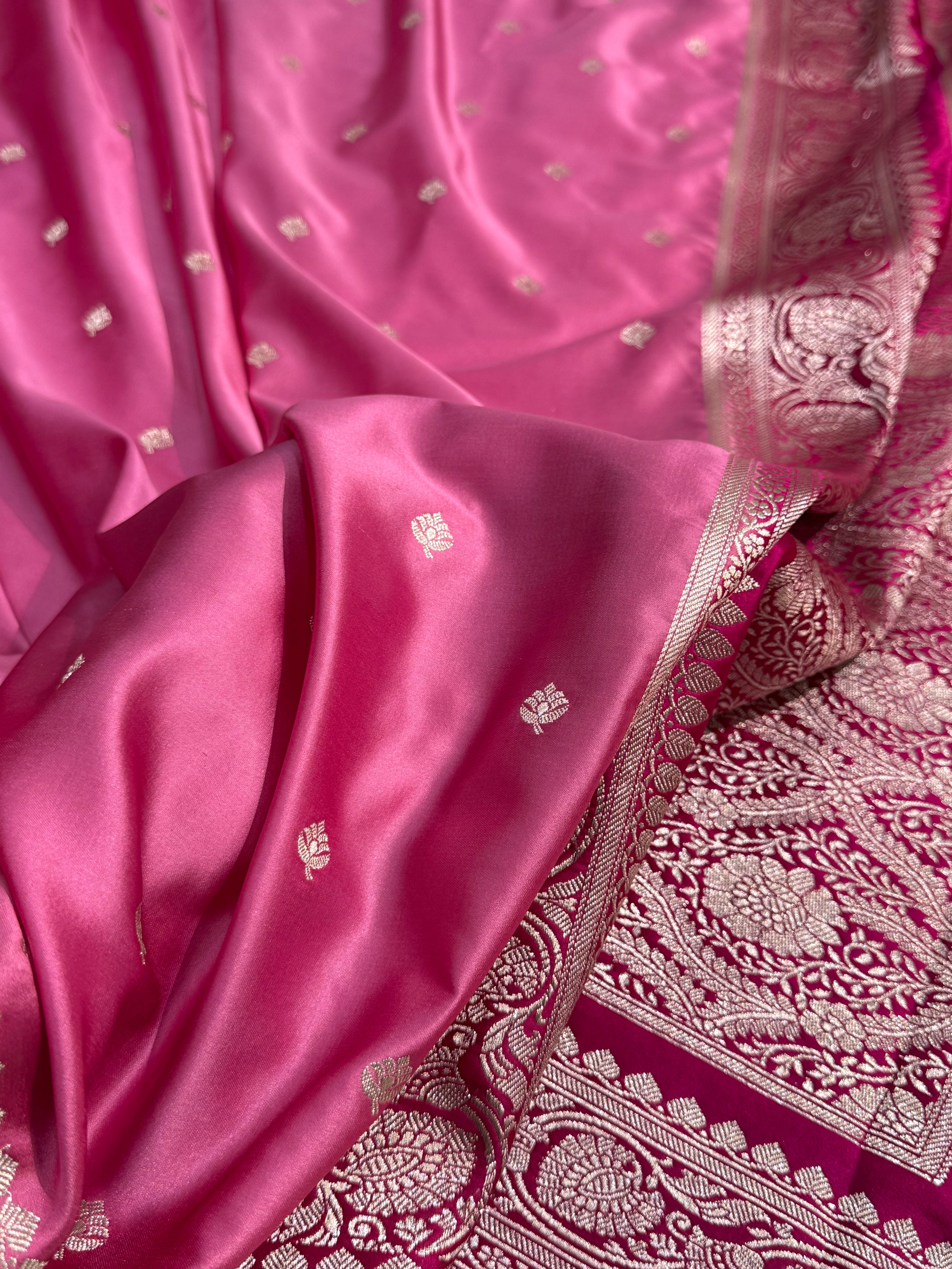 Banarasi Booti Motif In Baby Pink Mashru Silk Saree