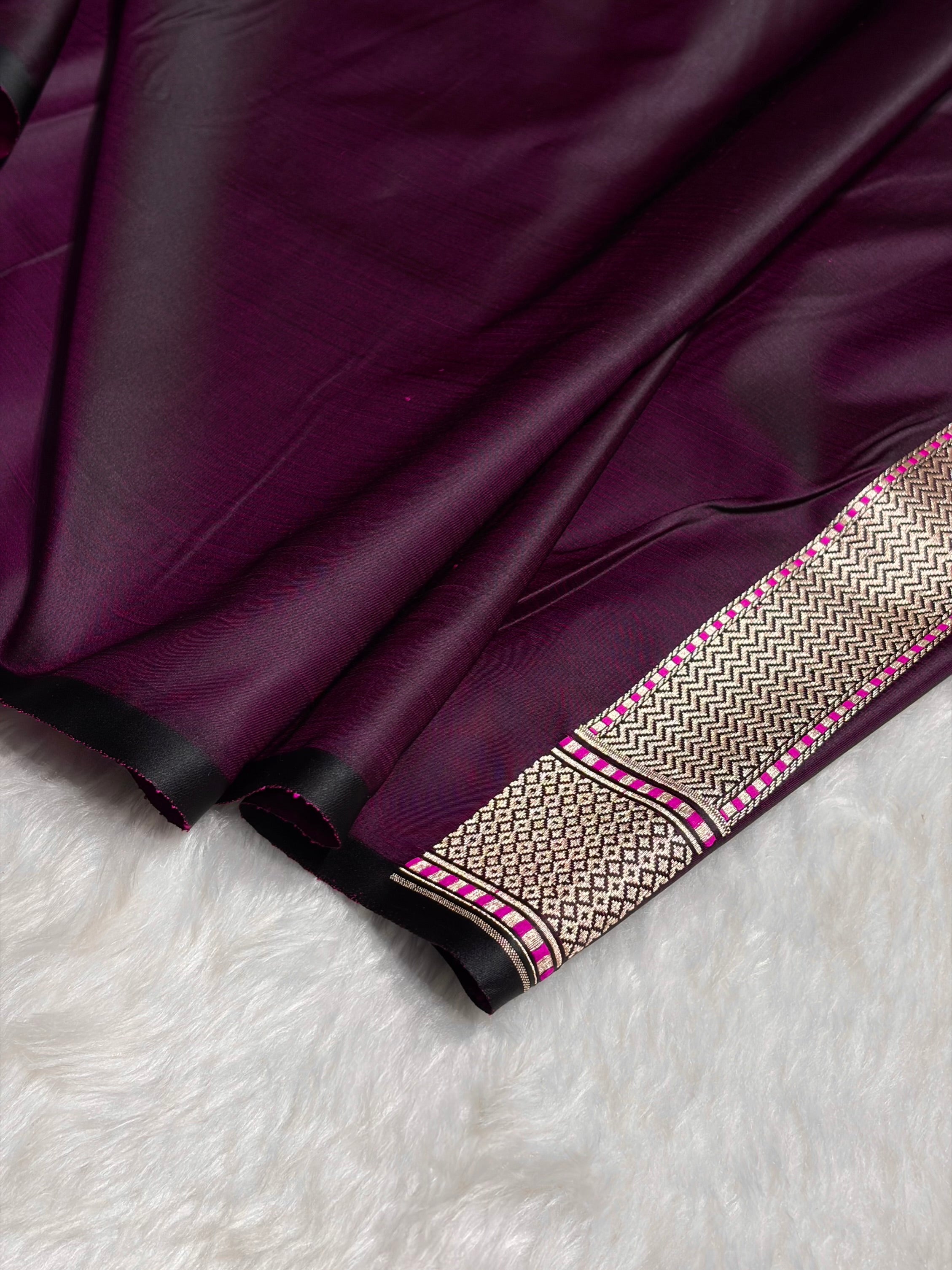 Plain Mashru with Dark Magenta Cross Shades MSM-51