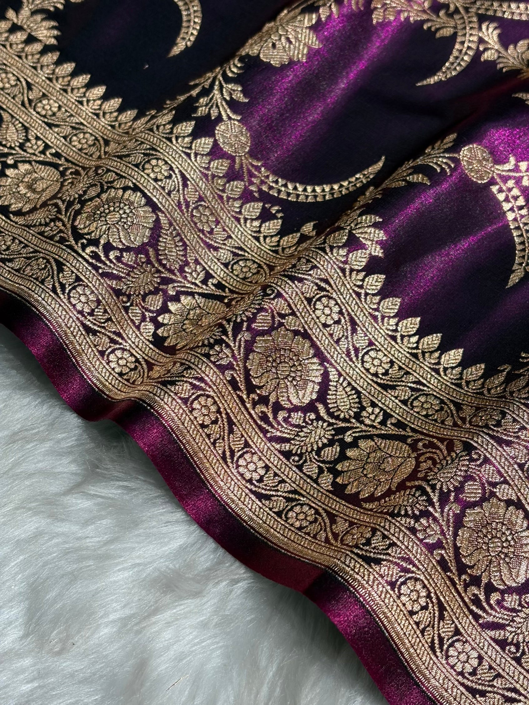 Satin Silk Banarasi Jaal In Wine Shades SS18