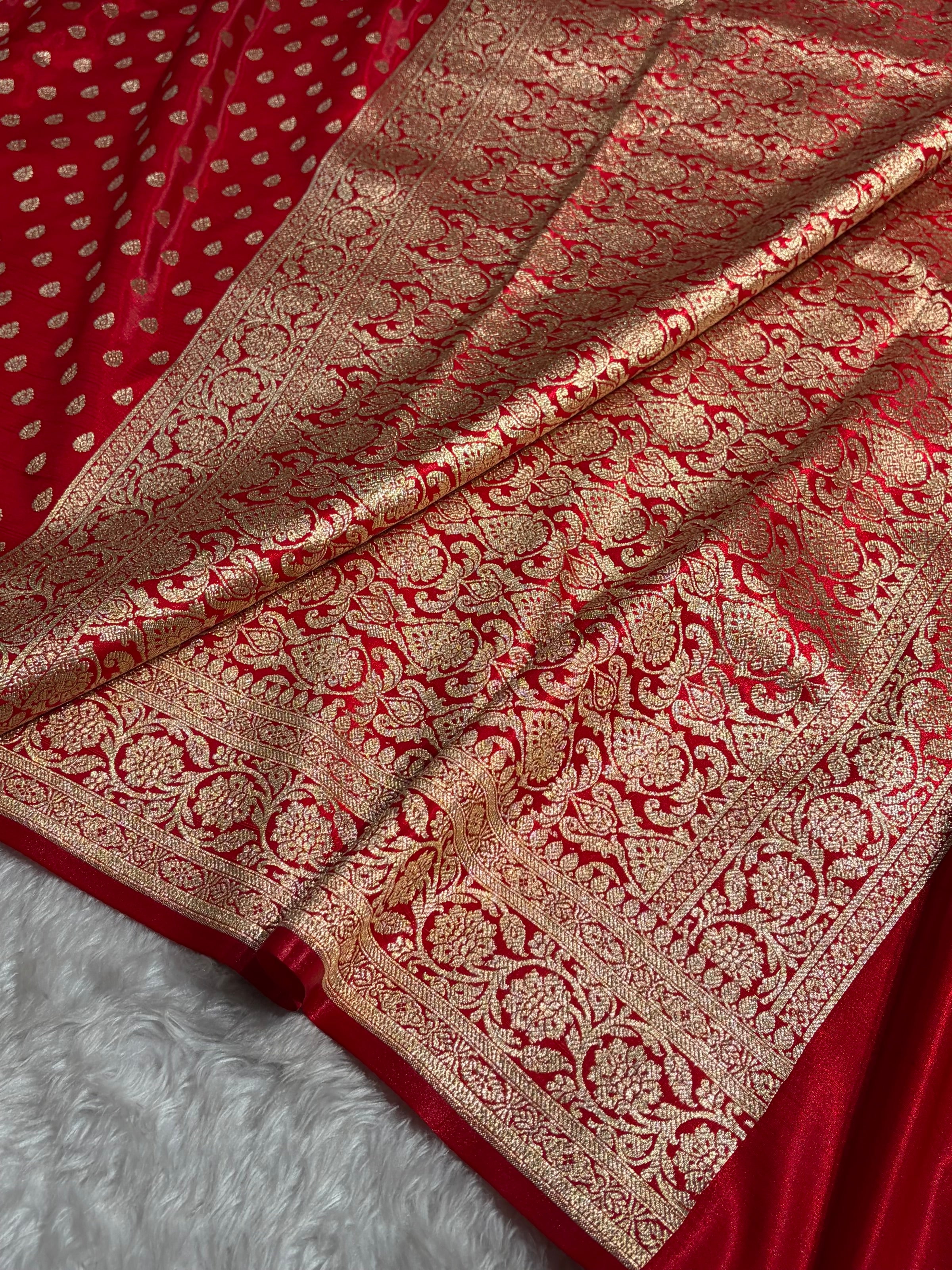 Satin Silk Booti in Red Shades SS01