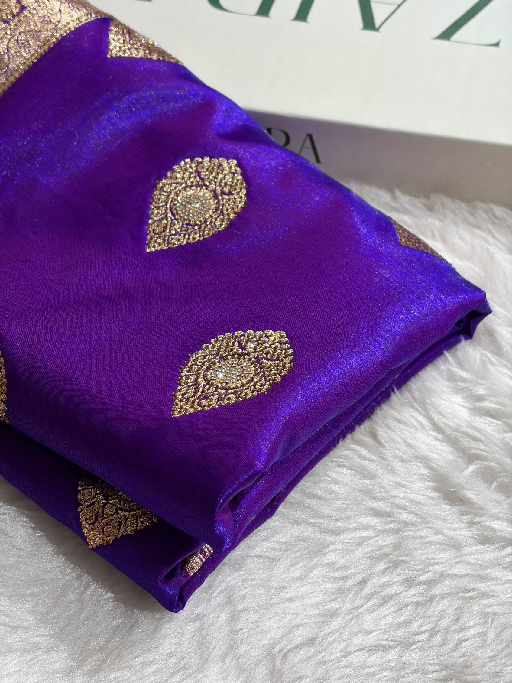 Purple Shades Banarasi Satin Silk Boota with Swarovski Work BSS05 (E)