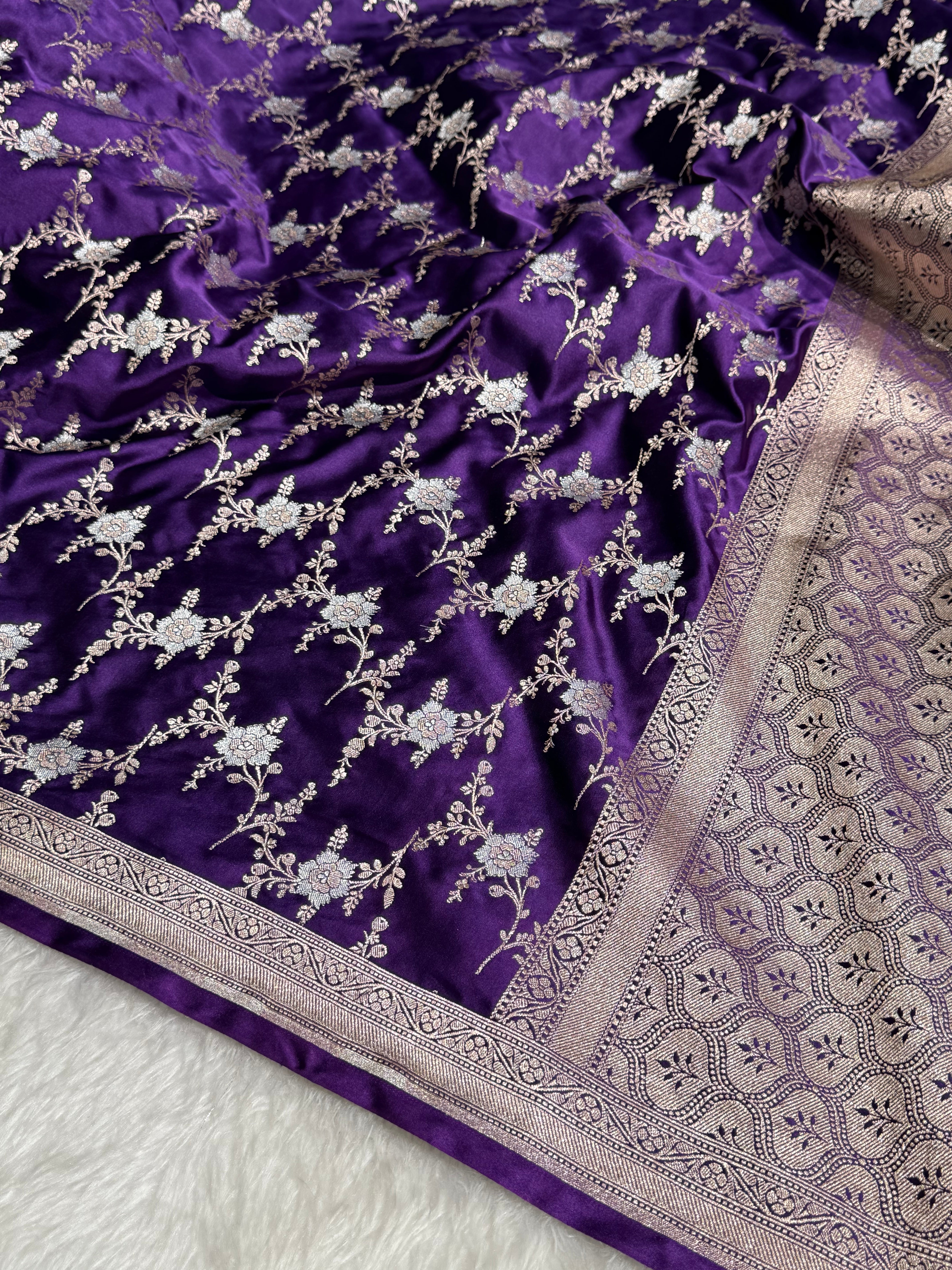 Purple Minakari Jaal Mashru Silk Saree