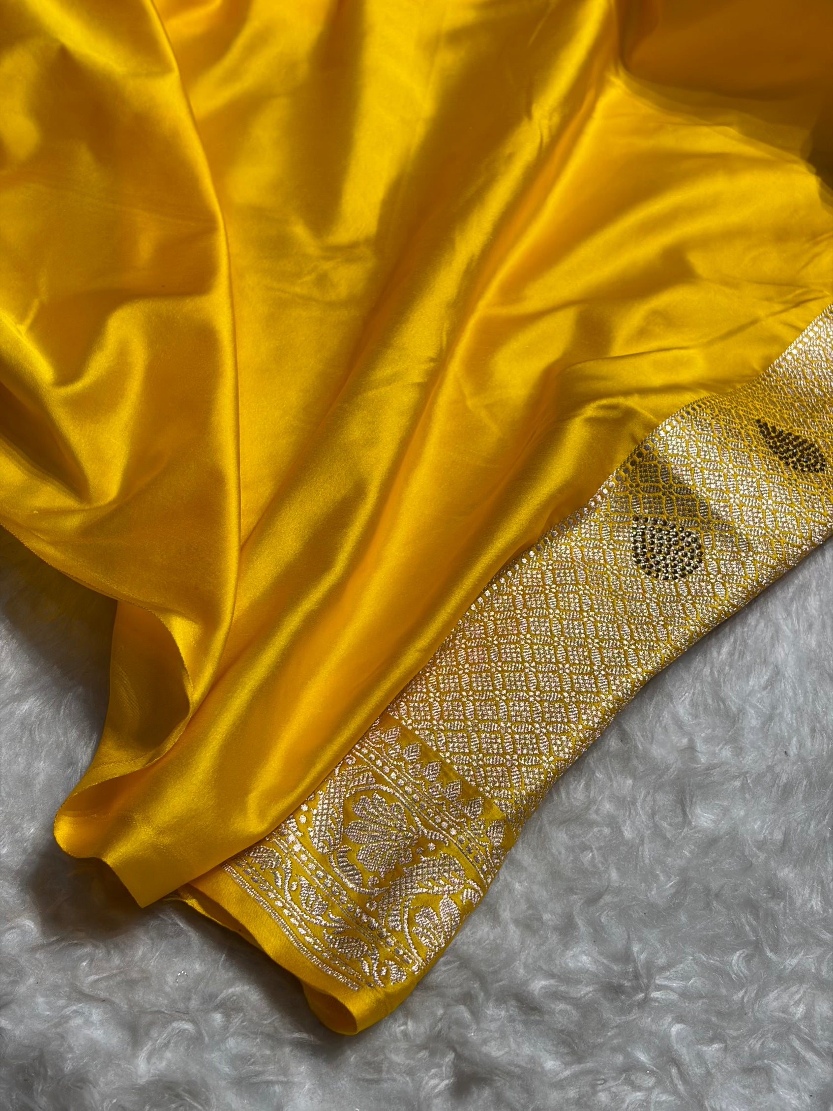 Yellow Shades With Banarasi Swarovski Stone Work Boota Mashru Silk Saree BMS51