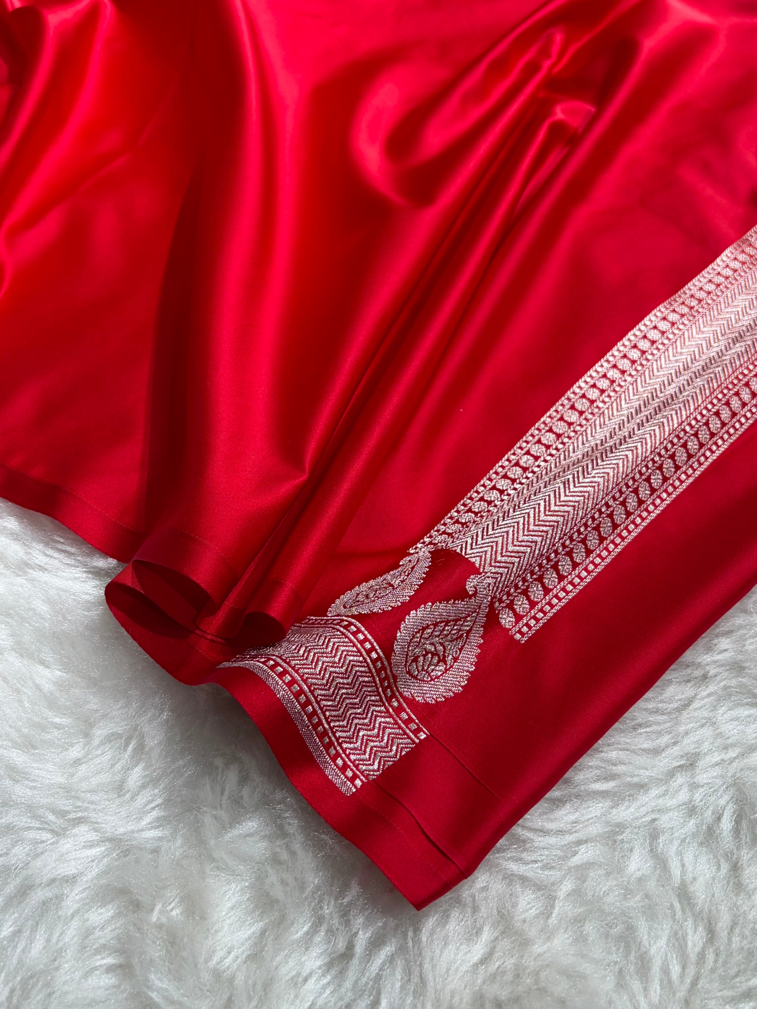 Red Mashru Silk Saree for Festive Seasons MSM-02