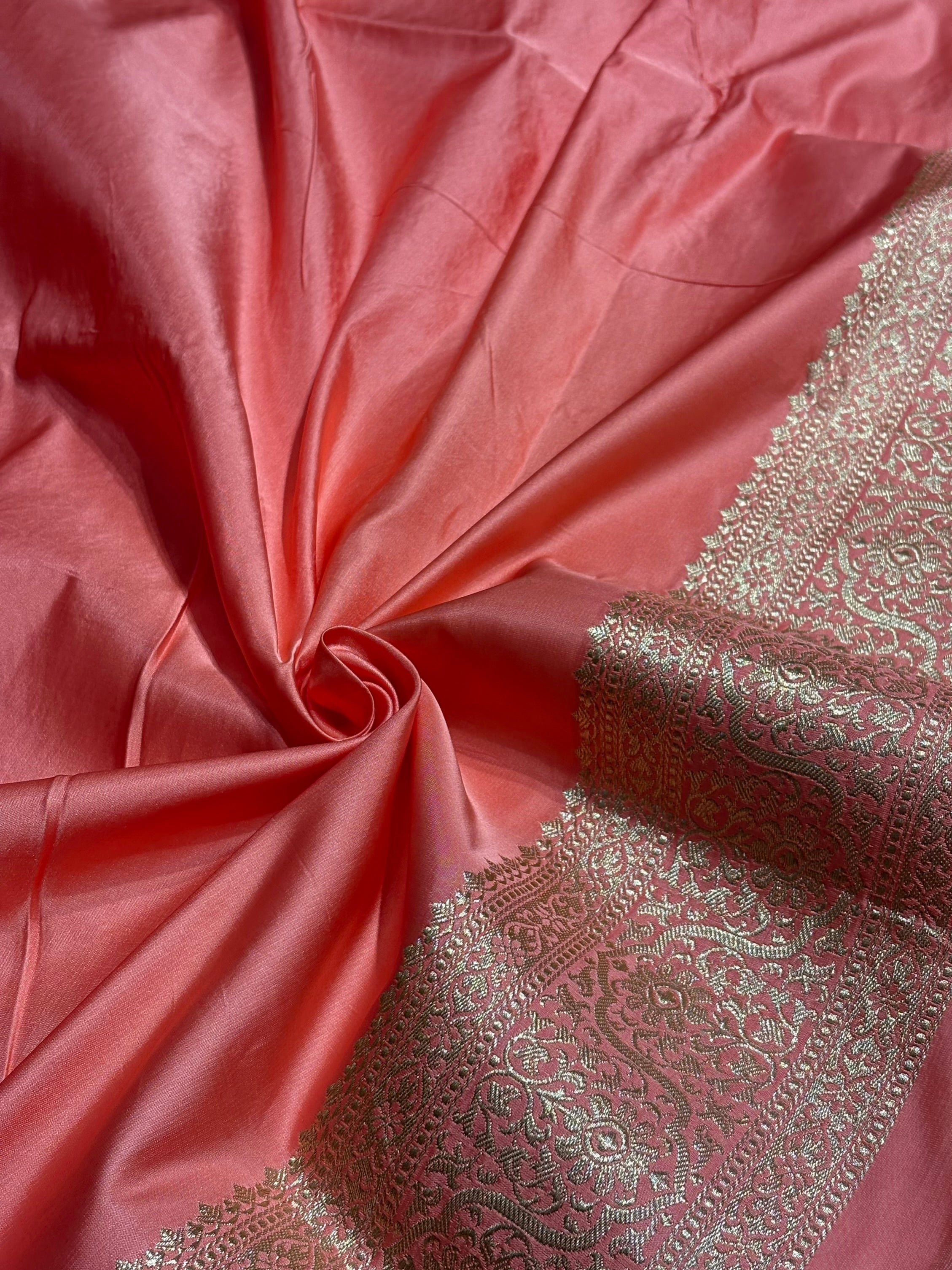 Baby Pink Floral Booti Katan Silk Saree SK62