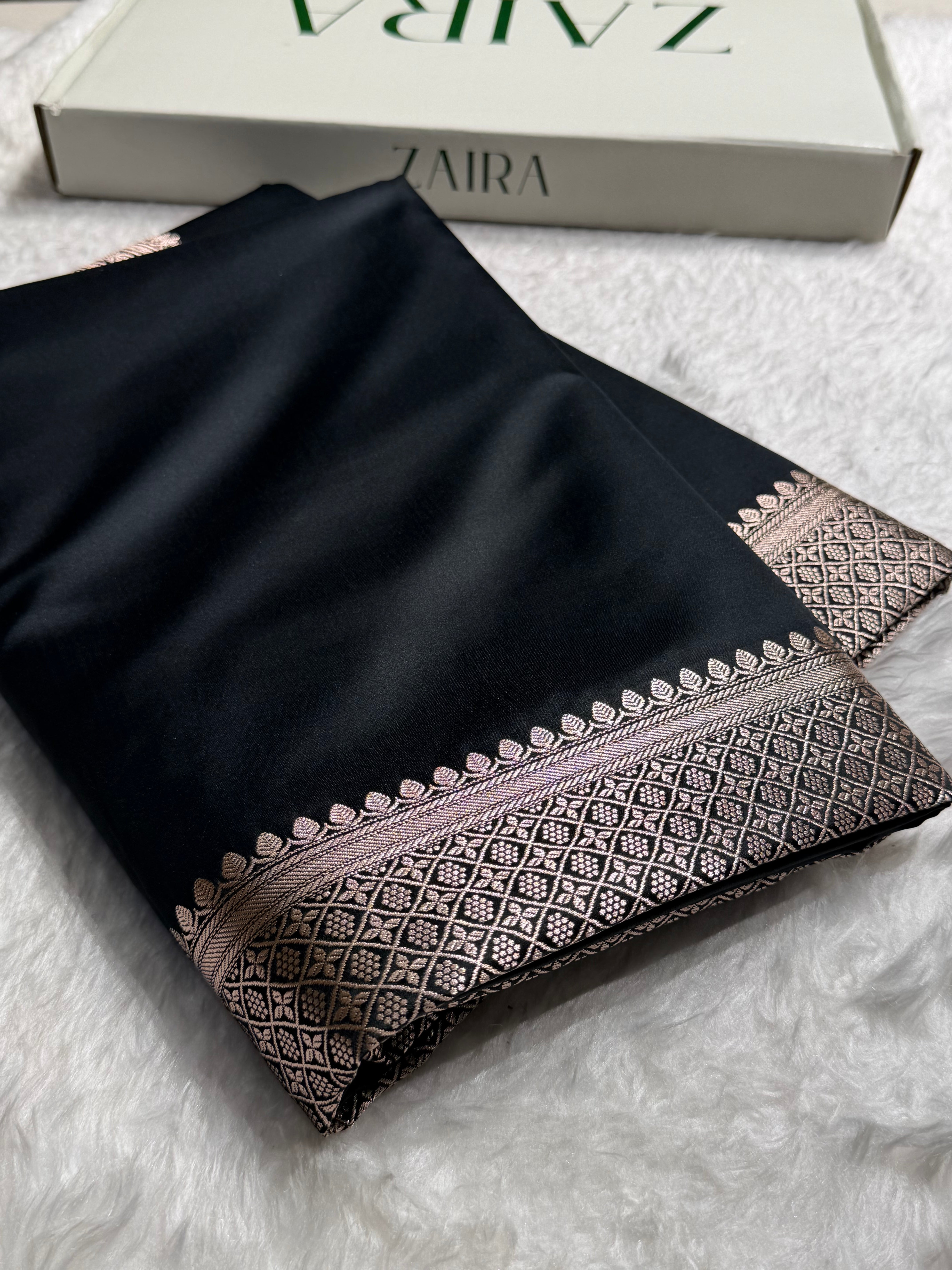 Banarasi Plain Black Shades With Minakari Pallu Mashru Silk Saree MS82