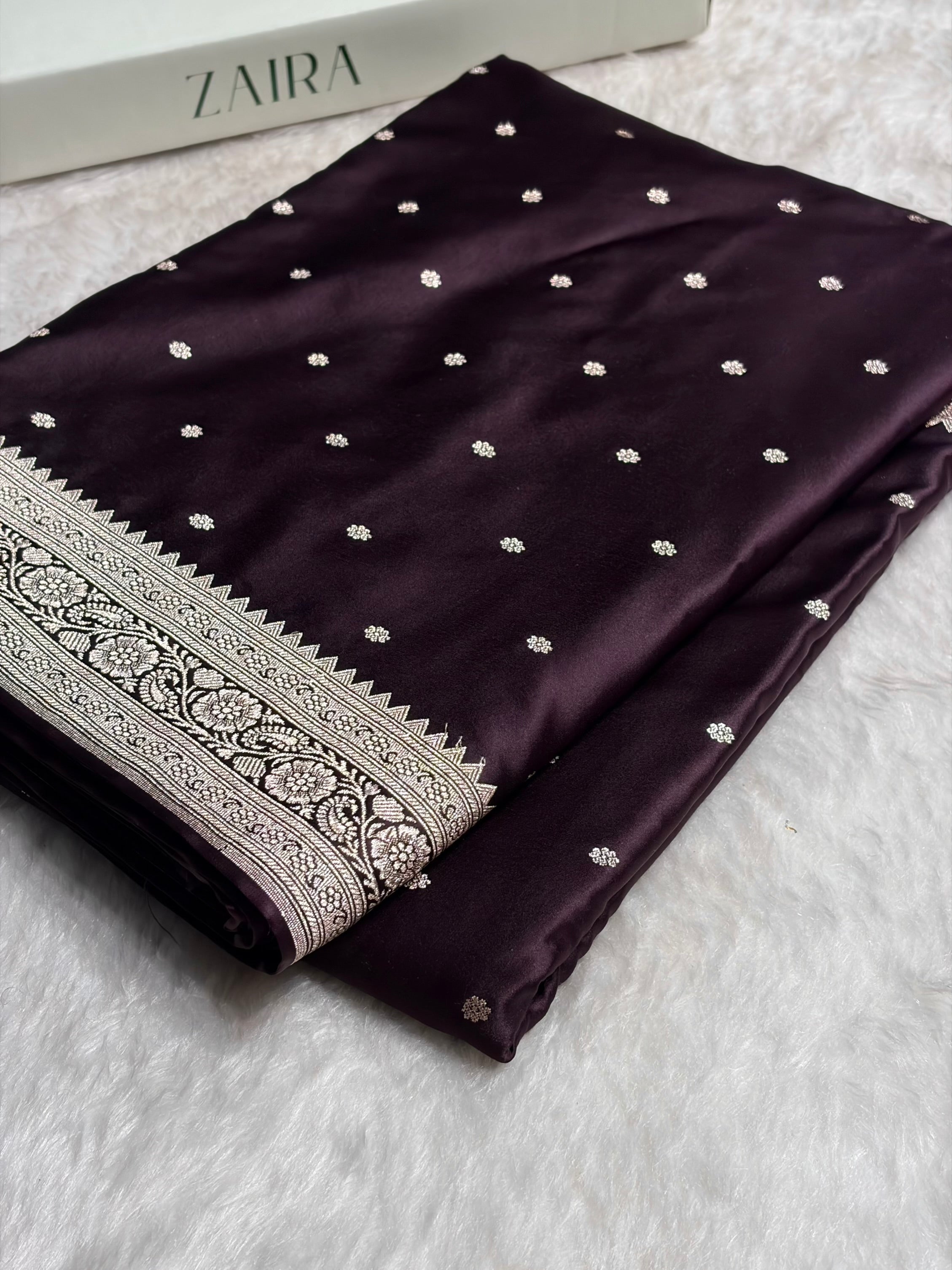 Dark Wine shade Booti Mashru Silk Saree MS26