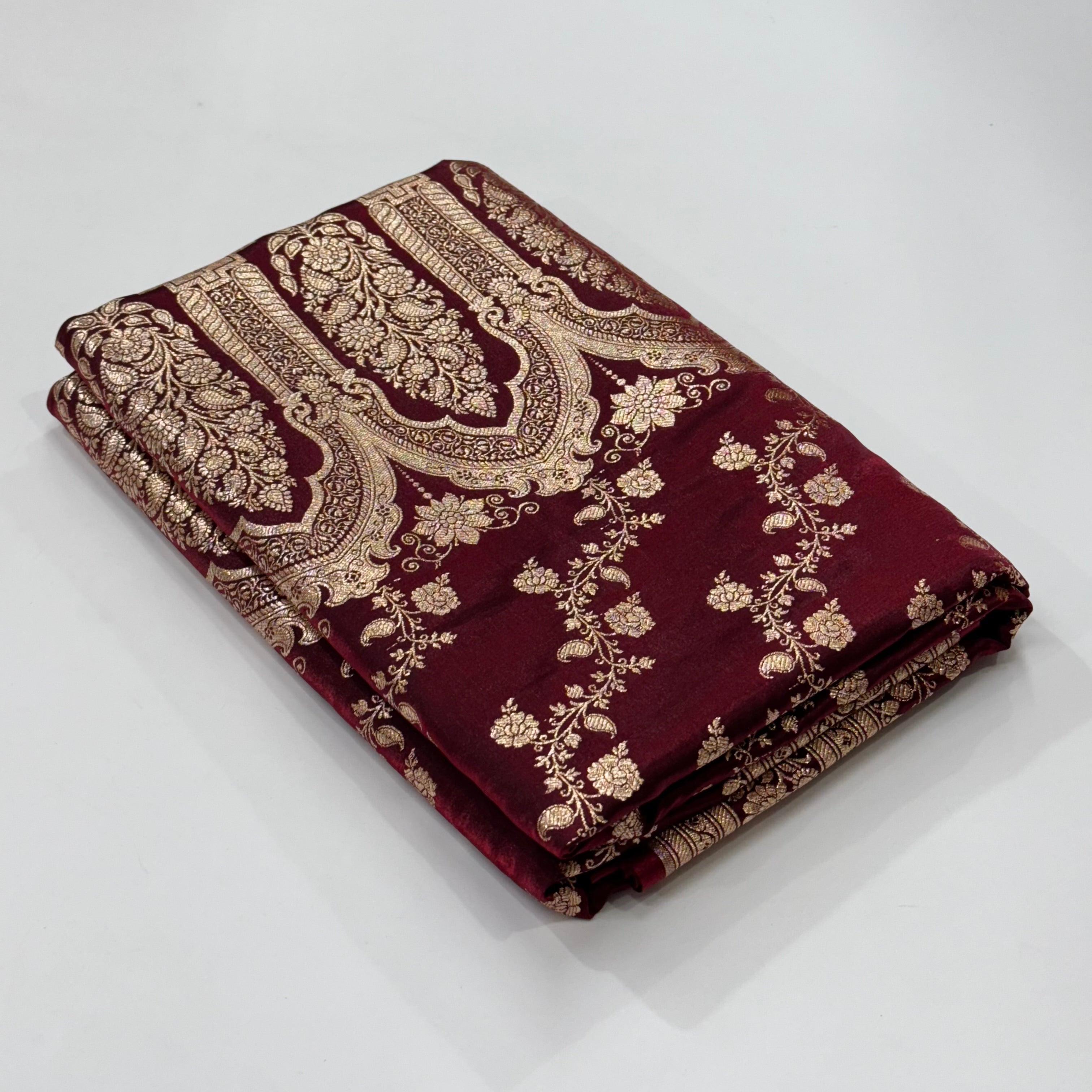 Ultra Light Weight Satin Silk Cross in Mahroon Shades SS11