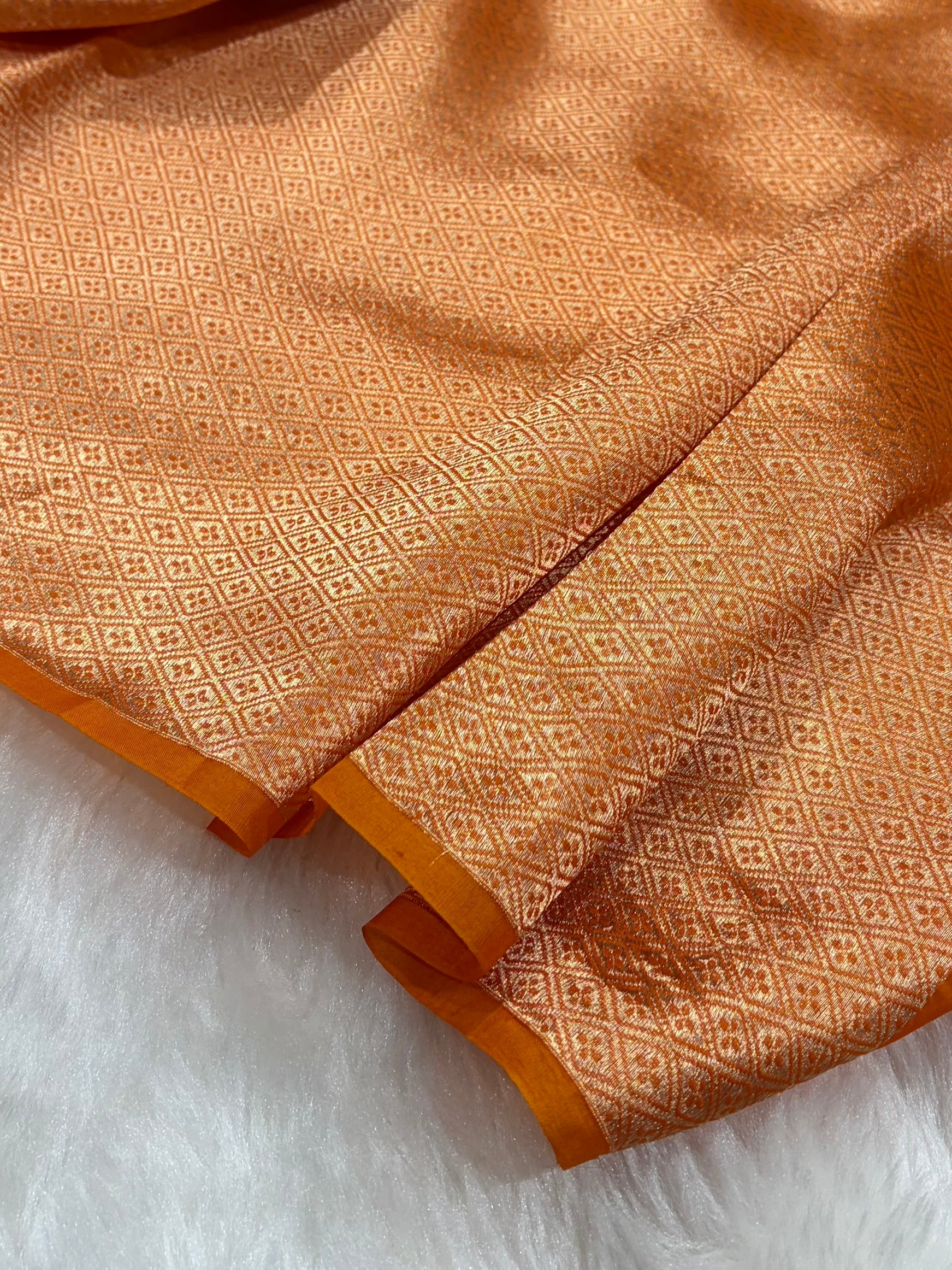 Pure Banarasi Organza Orange Shades With Minakari Floral Banarasi Silk Saree PO-23