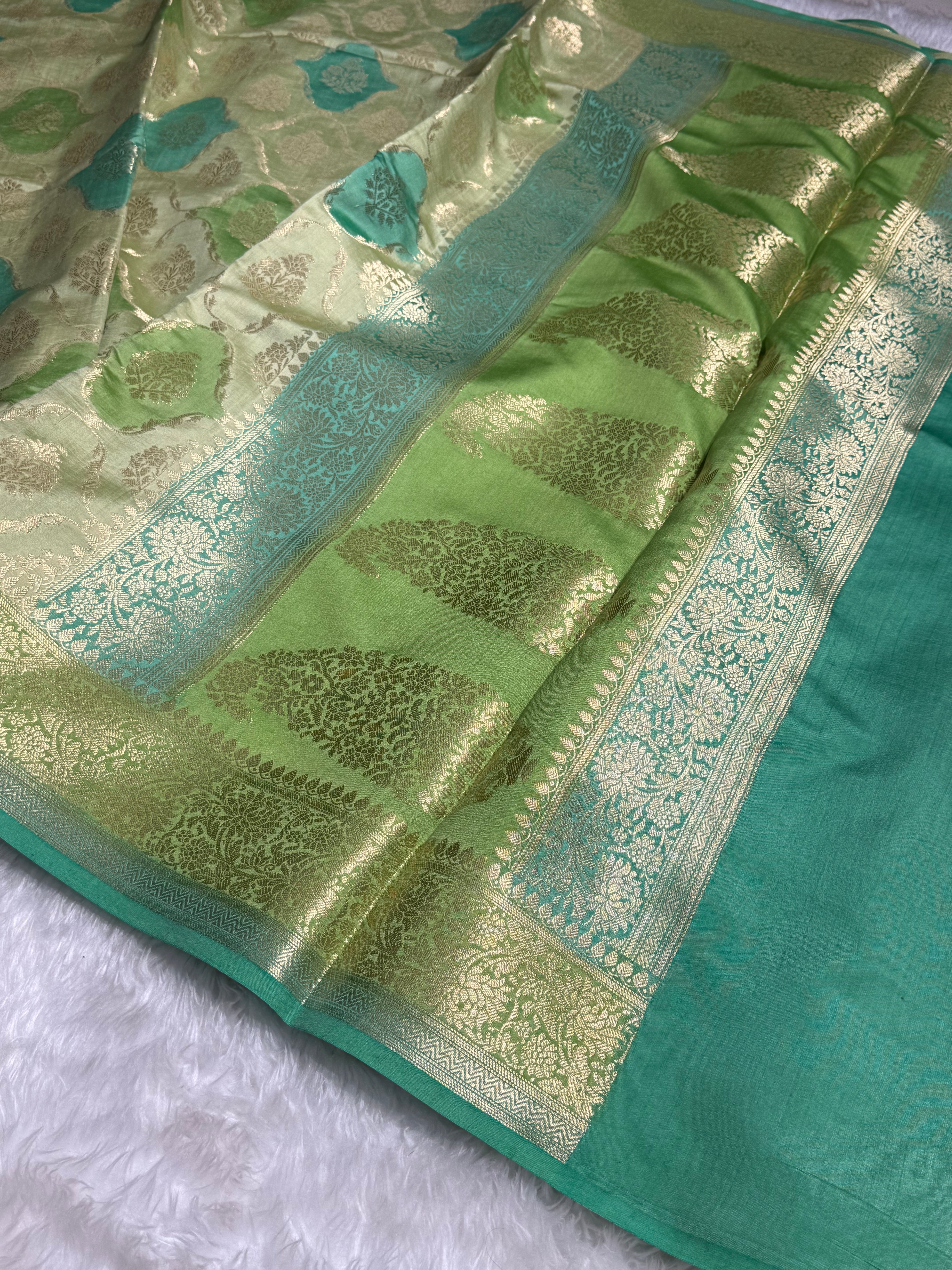 Rangkart Pista Shades Pure Chiniya Silk