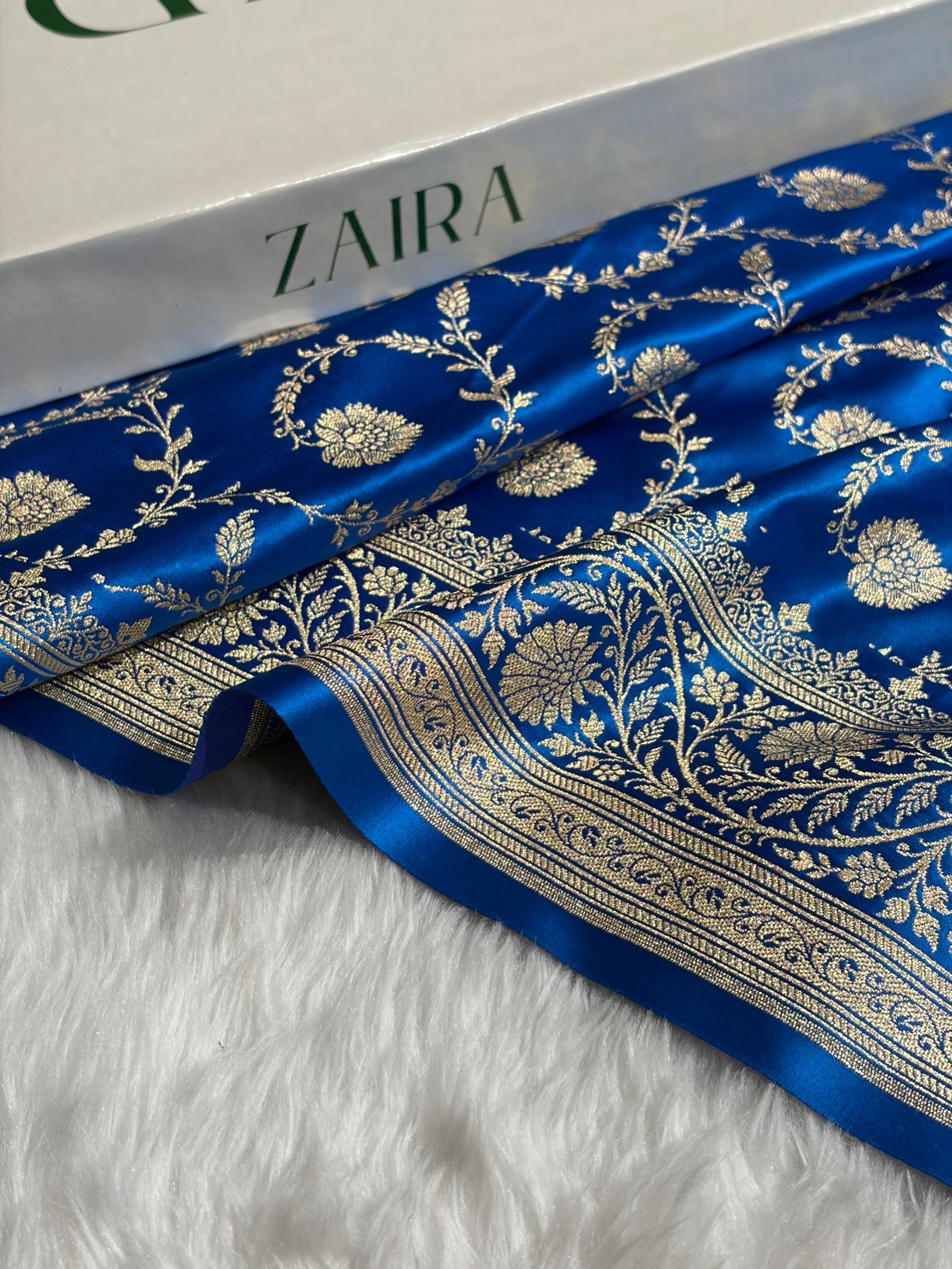 Banarasi Satin Katan Saree With Boota in Firozi Shades SK118