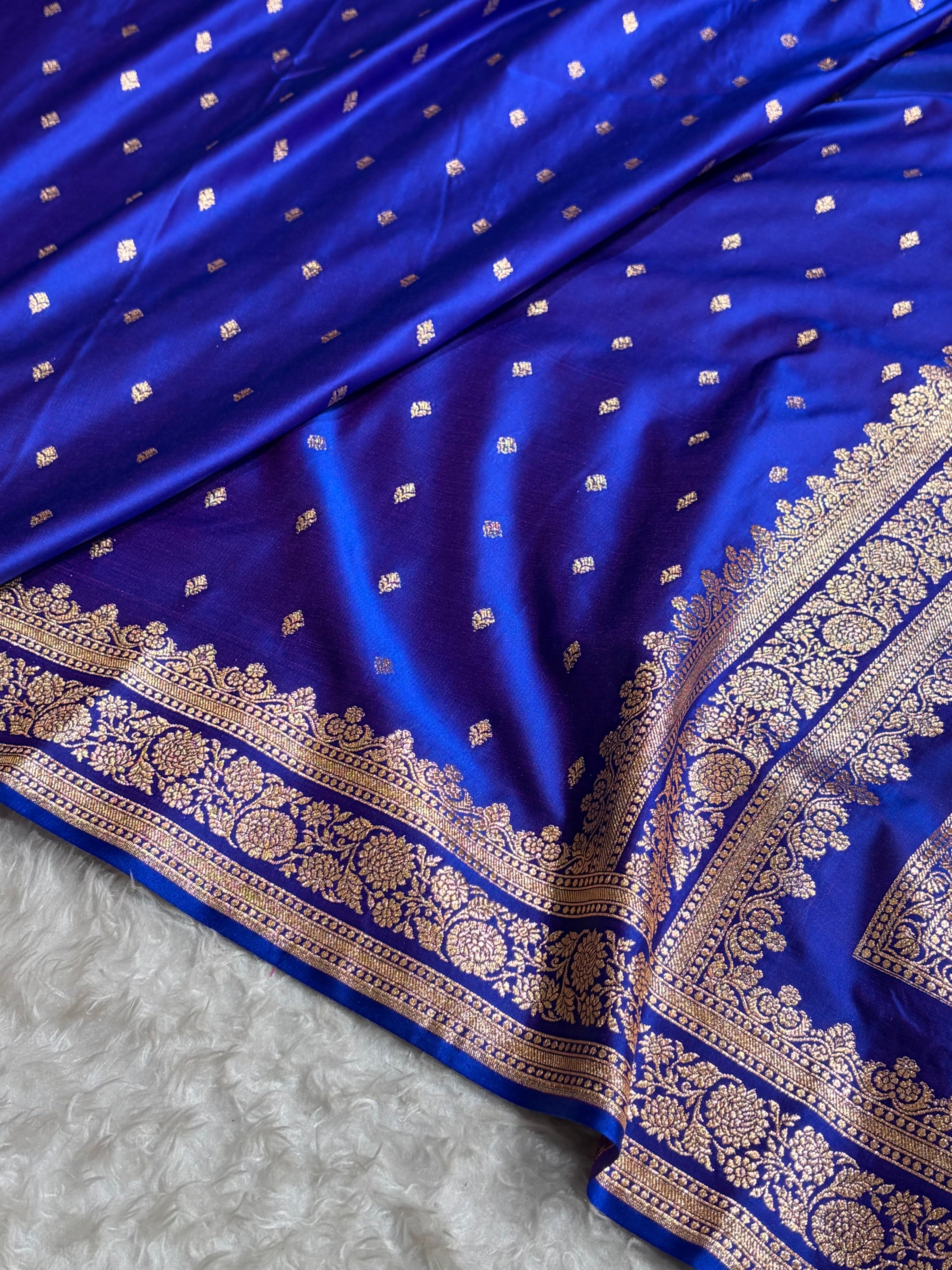 Royal Purple Booti Pattern Satin Katan Silk Saree SK51