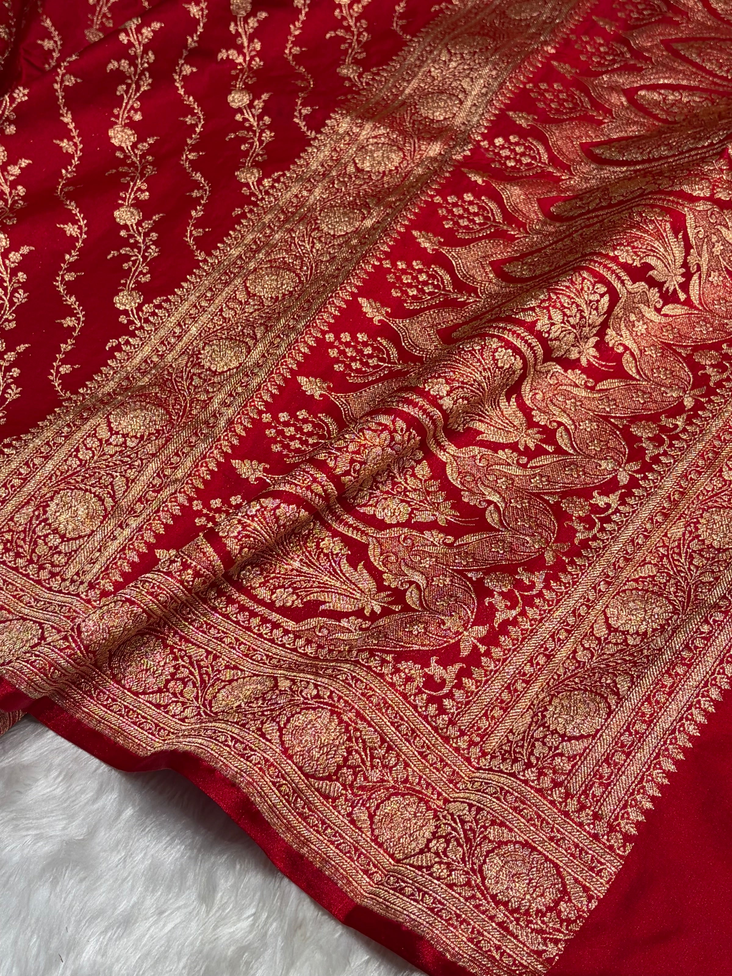 Satin Silk Cross Pattern in Red Shades SS37