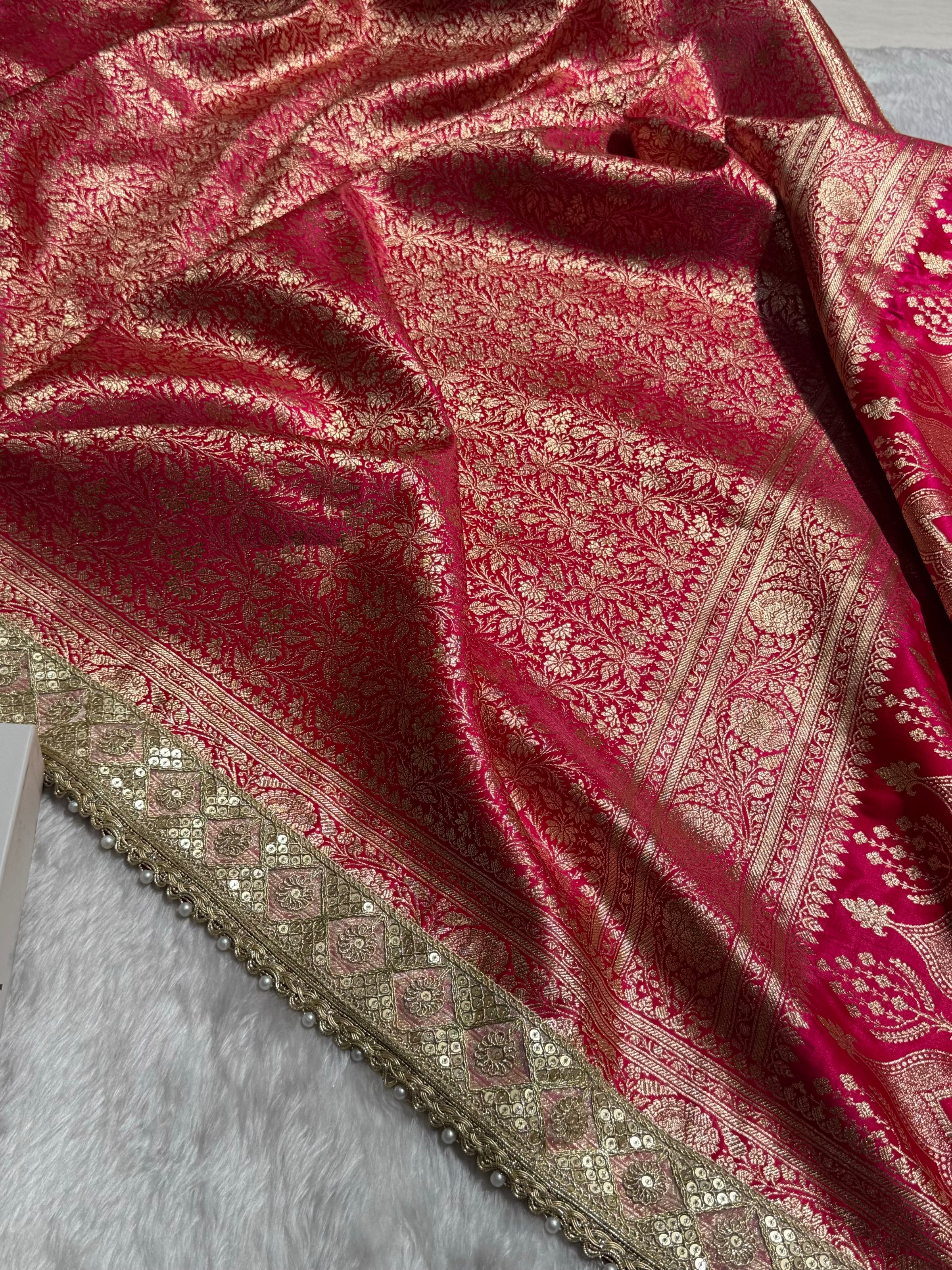 Rani Shades Brocket With Gotta Patti Satin Silk Saree Banarasi Saree Shades SSGP30