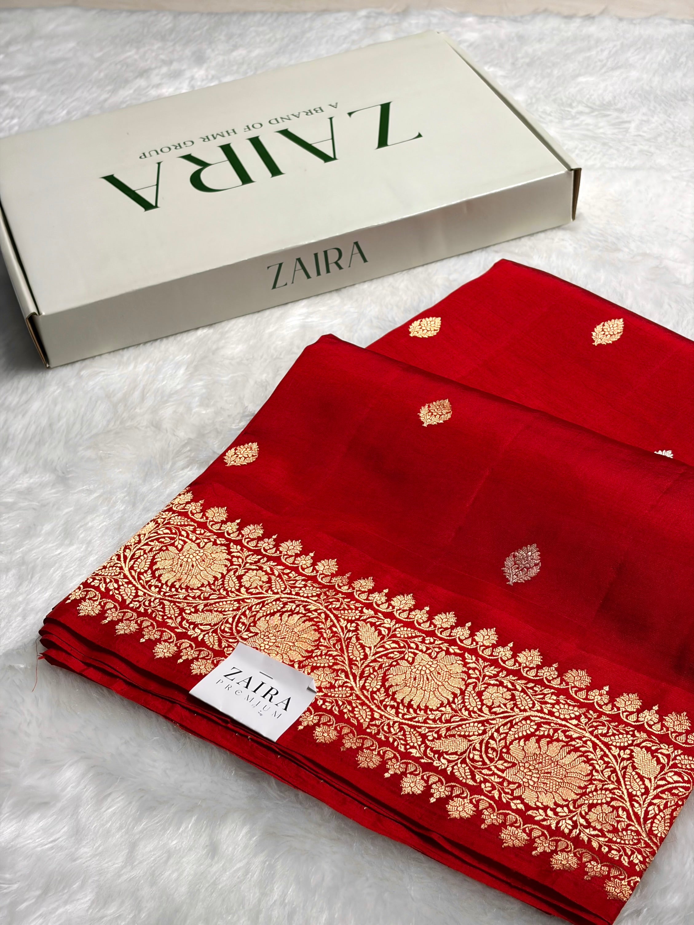 Red Boota Handwoven Pure Katan Raw Mango Silk RM-33