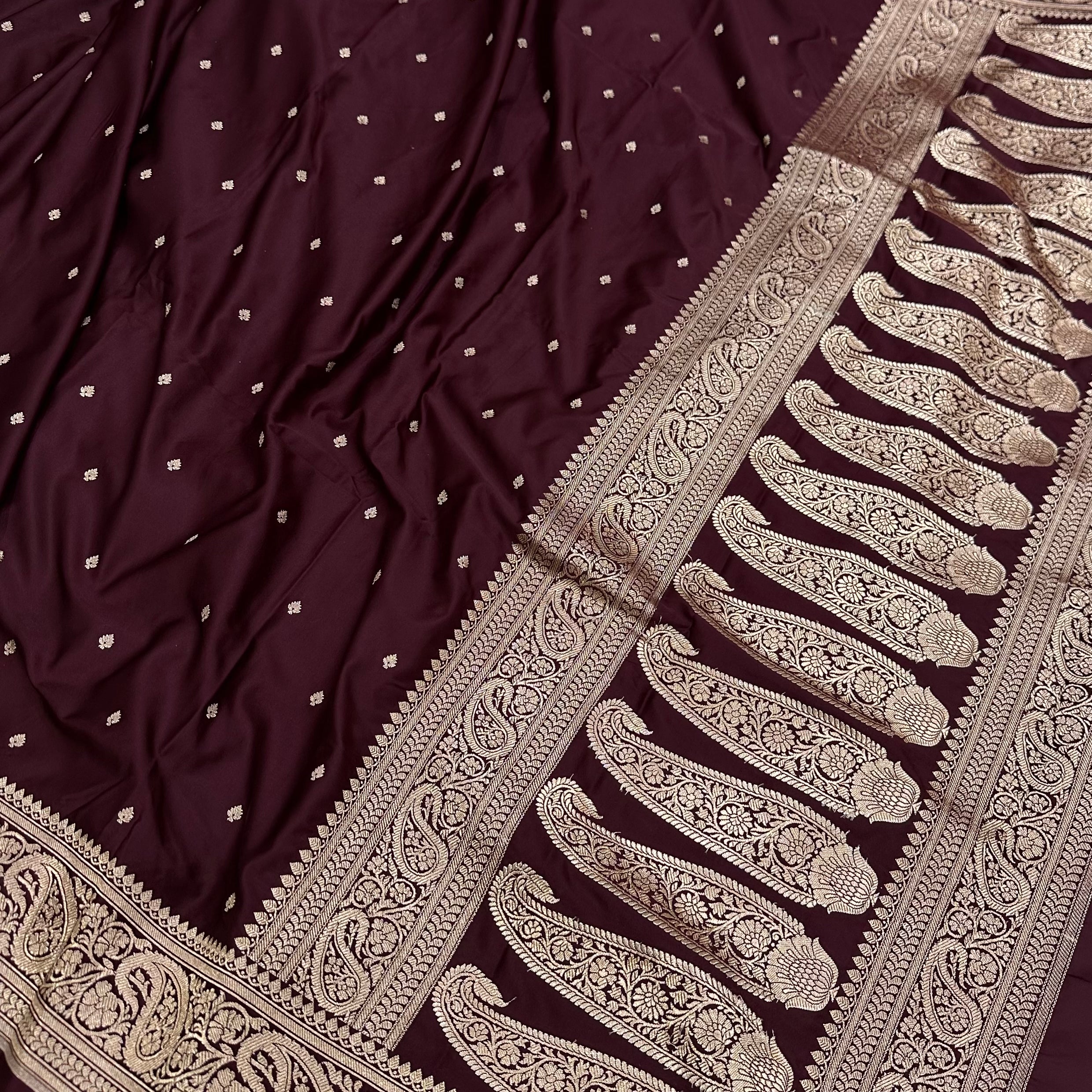 Dark Garnet Mashru Silk Booti