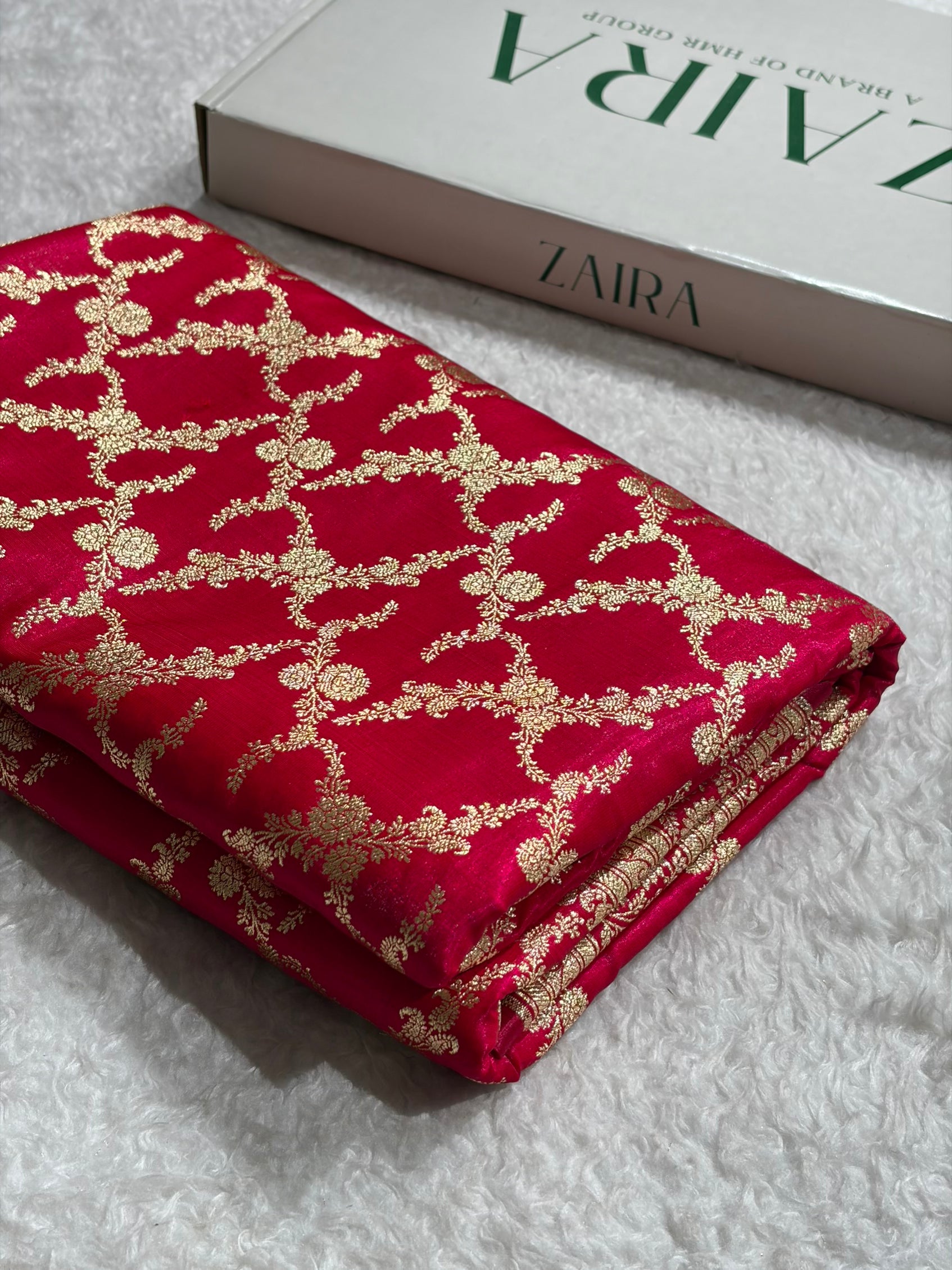 Cross Rani Shades Cross Pattern Banarasi Satin Silk Saree SS40