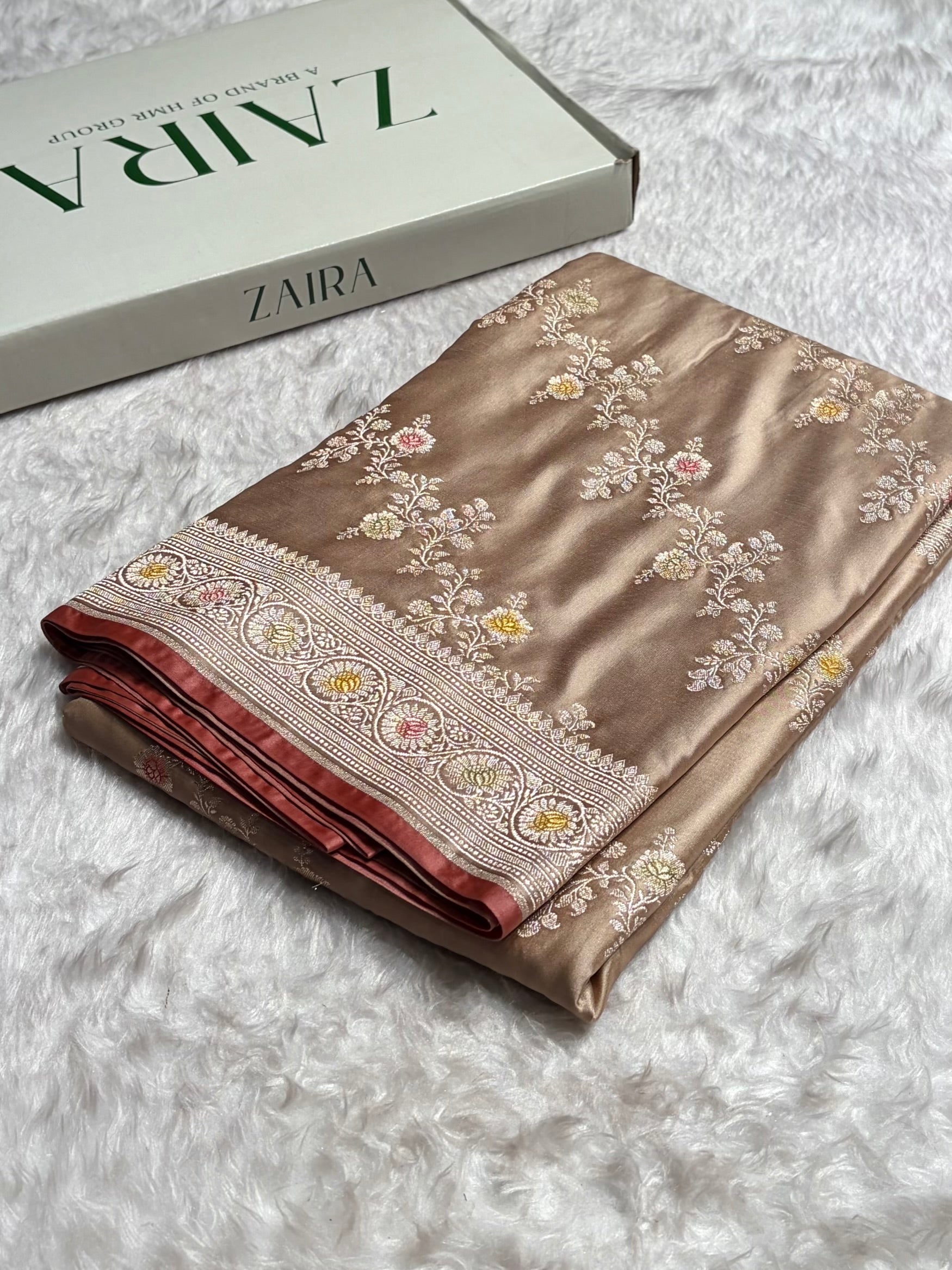 Tusser Minakari Banarasi Cross Mashru Silk Saree MS01