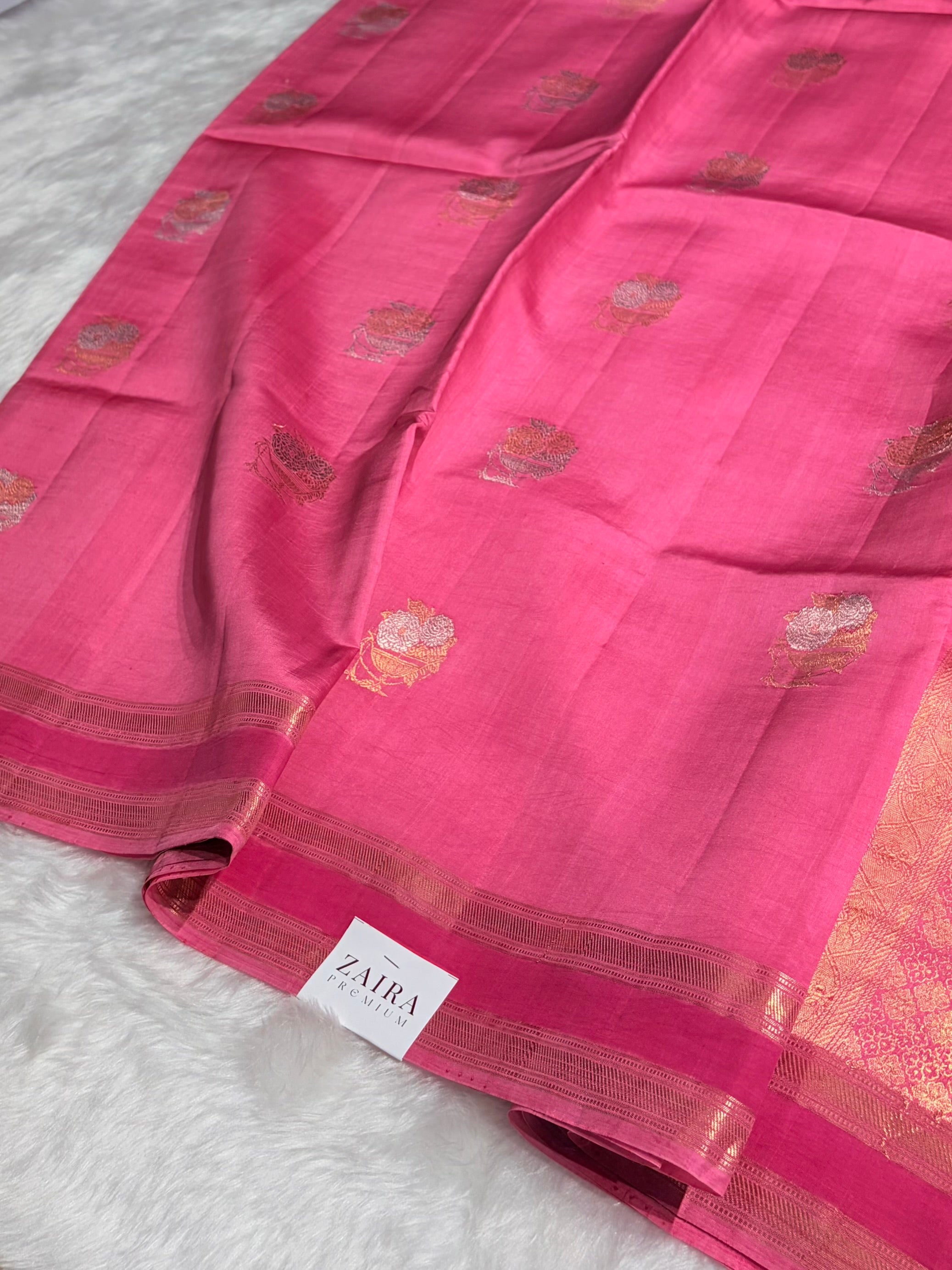 Pink Boota Handwoven Raw Mango Silk RM-29