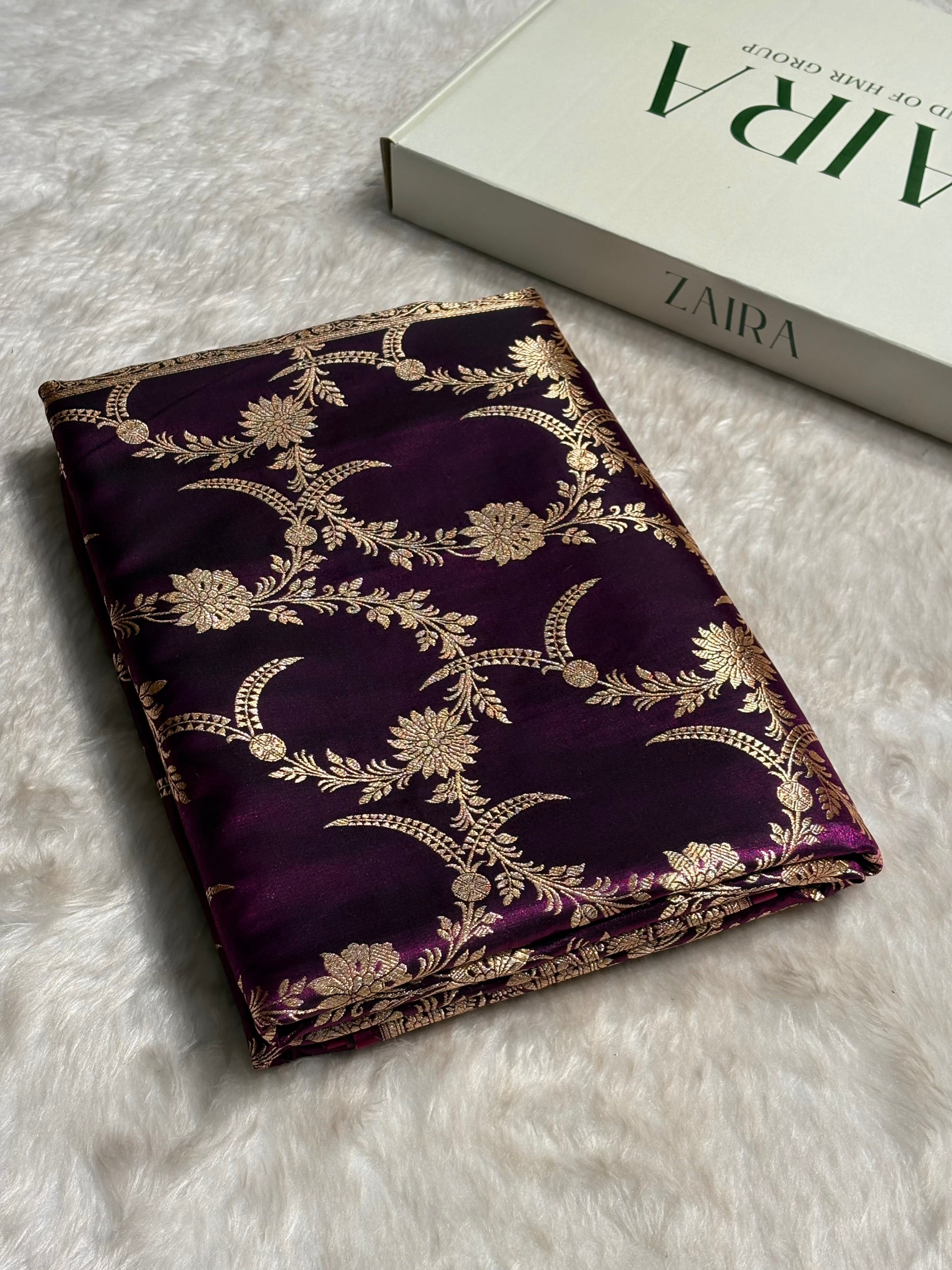 Satin Silk Banarasi Jaal In Wine Shades SS18