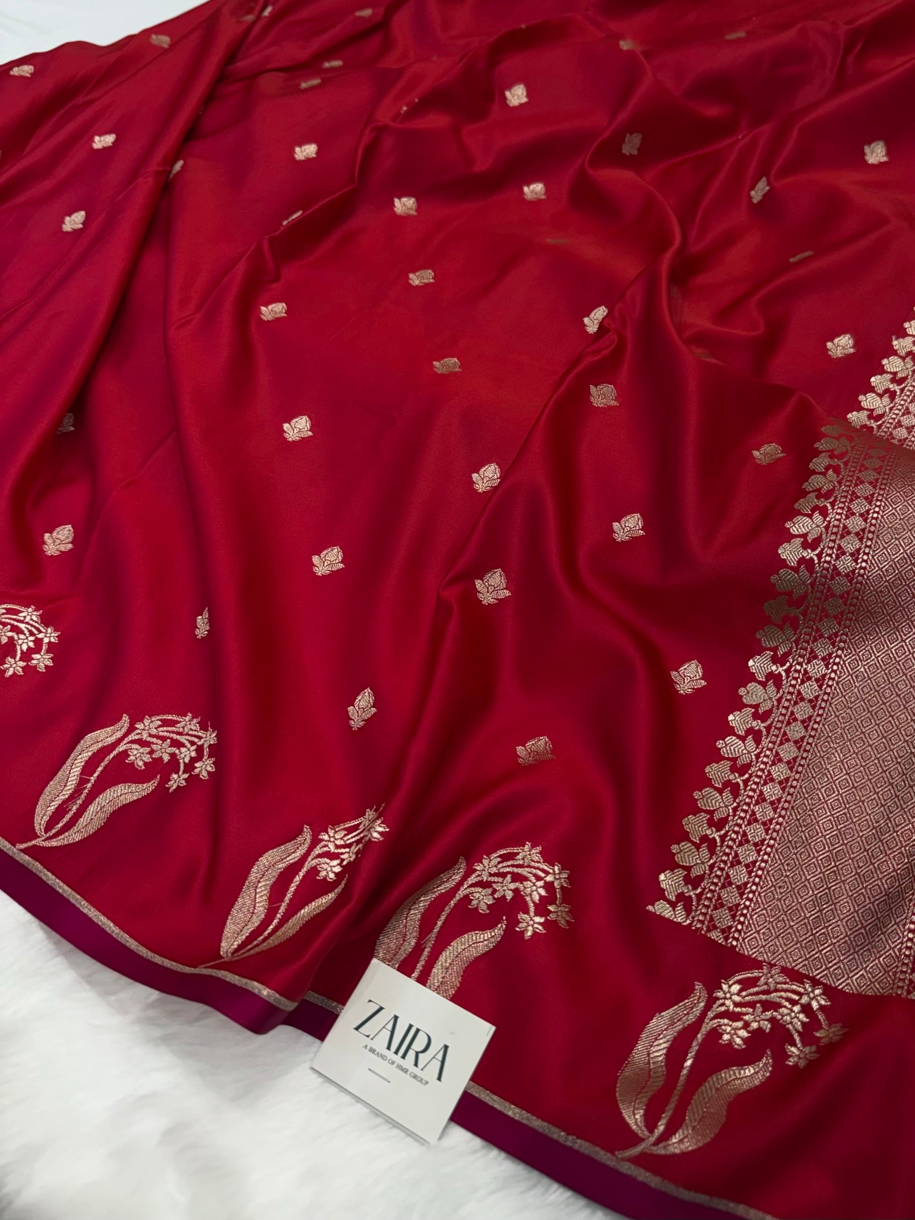 Reddish Pink Shades Floral Border Mashru Silk Saree MSM 50