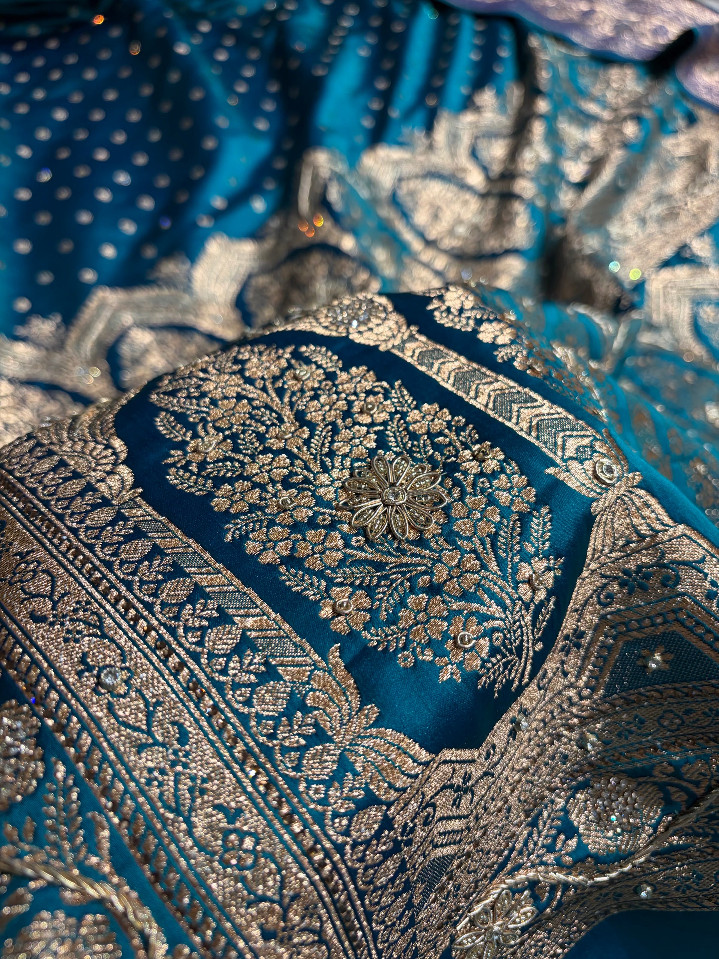 Banarasi Peacock Katan Silk Saree With Ari Zardozi and Swarovski stone work BSK01