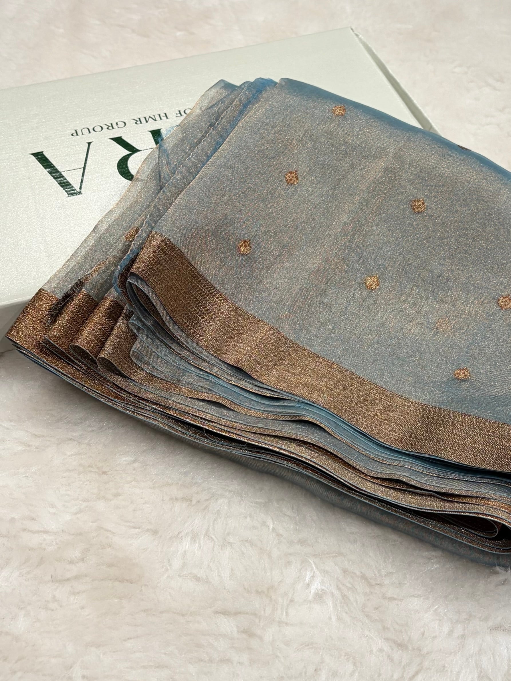 Sky Blue Bananasi Floral Shades Pure Tissue Silk Saree PT-44