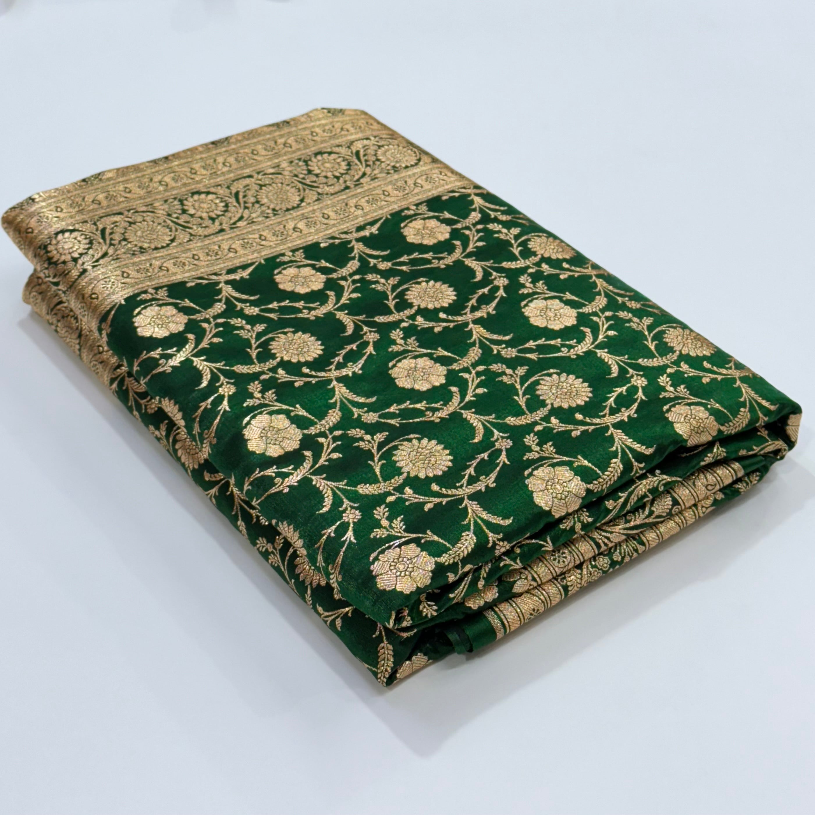 Bottle Green Satin Silk Saree