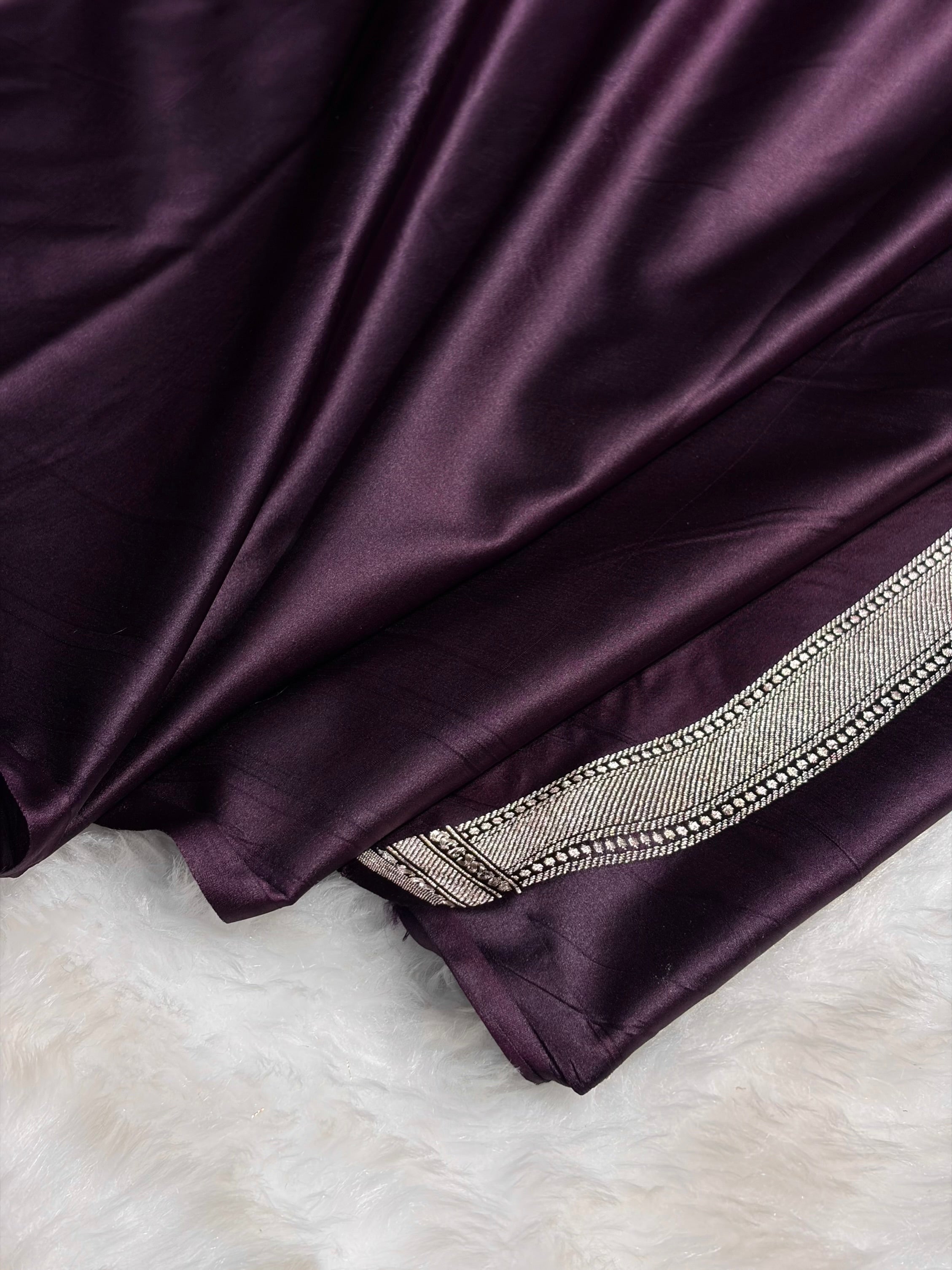 Dark Purple Shades Scallop Mashru Silk Saree MS20