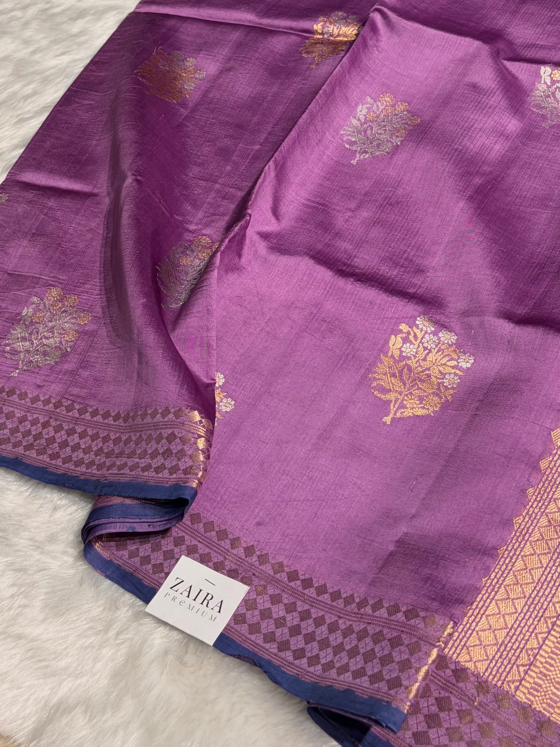 Dark Lavender Shades Handwoven Pure Raw Mango Silk RM-48