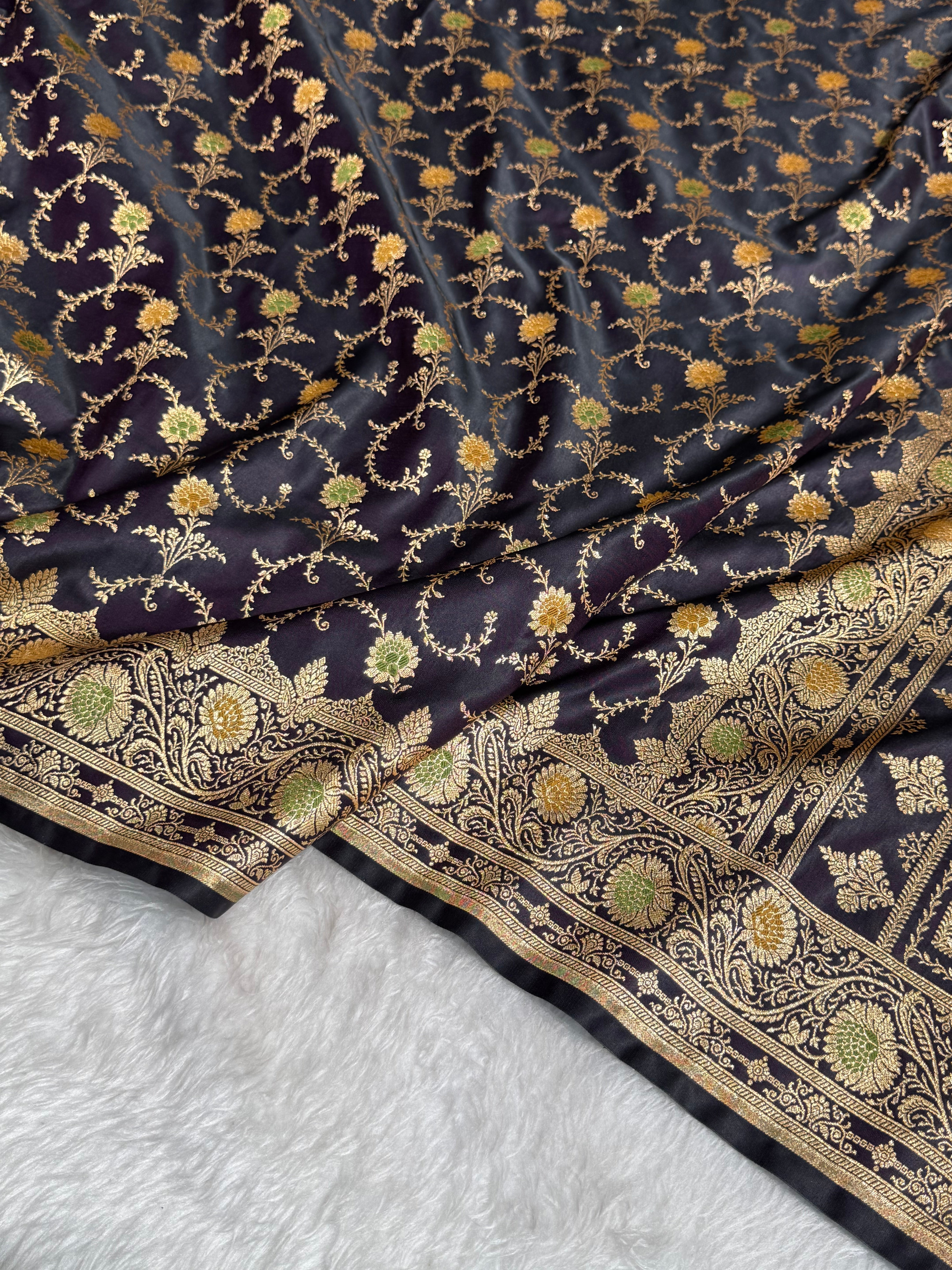 Premium Dark Purple Banarasi Minakari Jaal Katan Silk Saree
