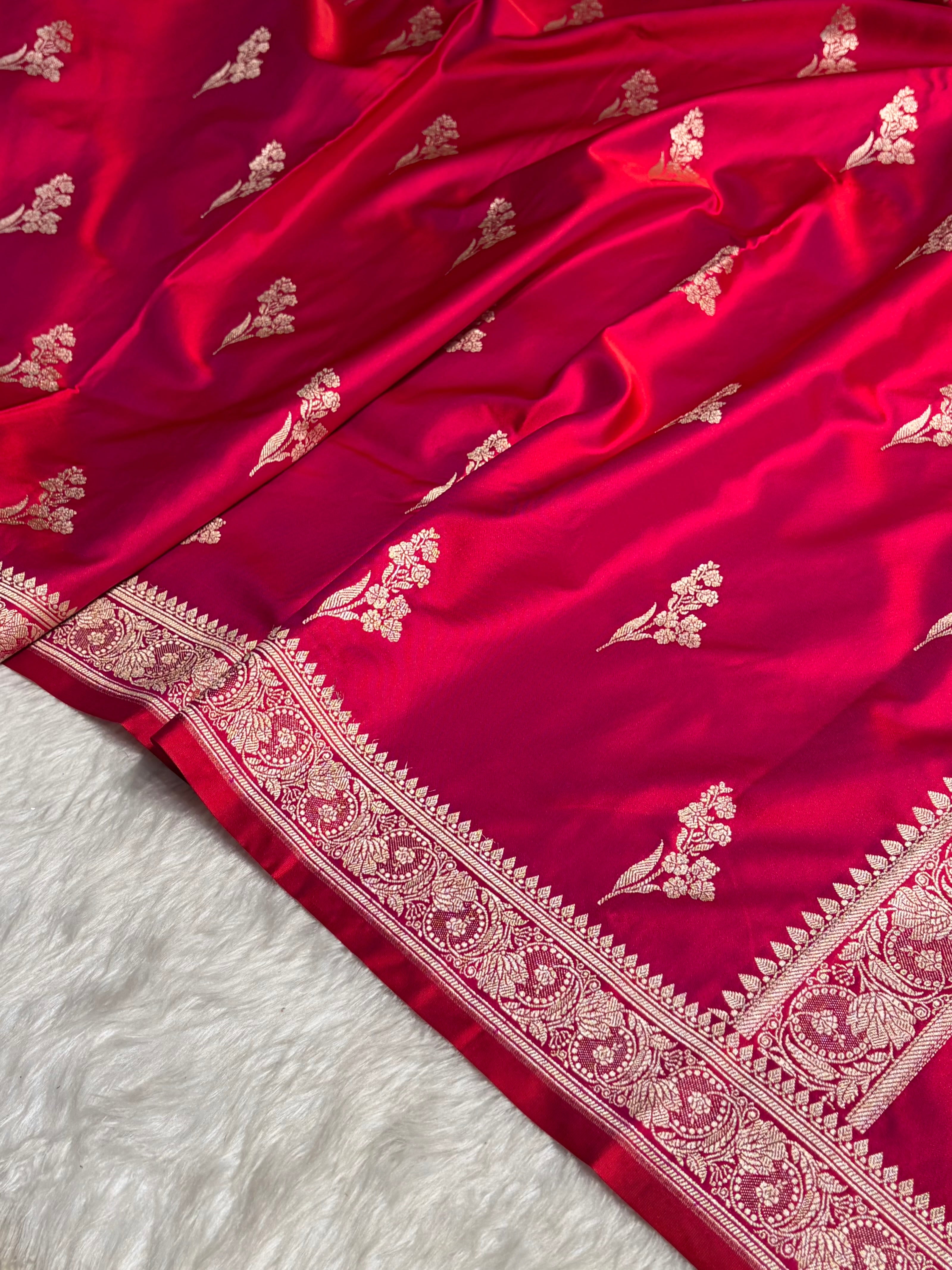 Reddish Magenta With Floral Border Mashru Silk Saree MSM-97