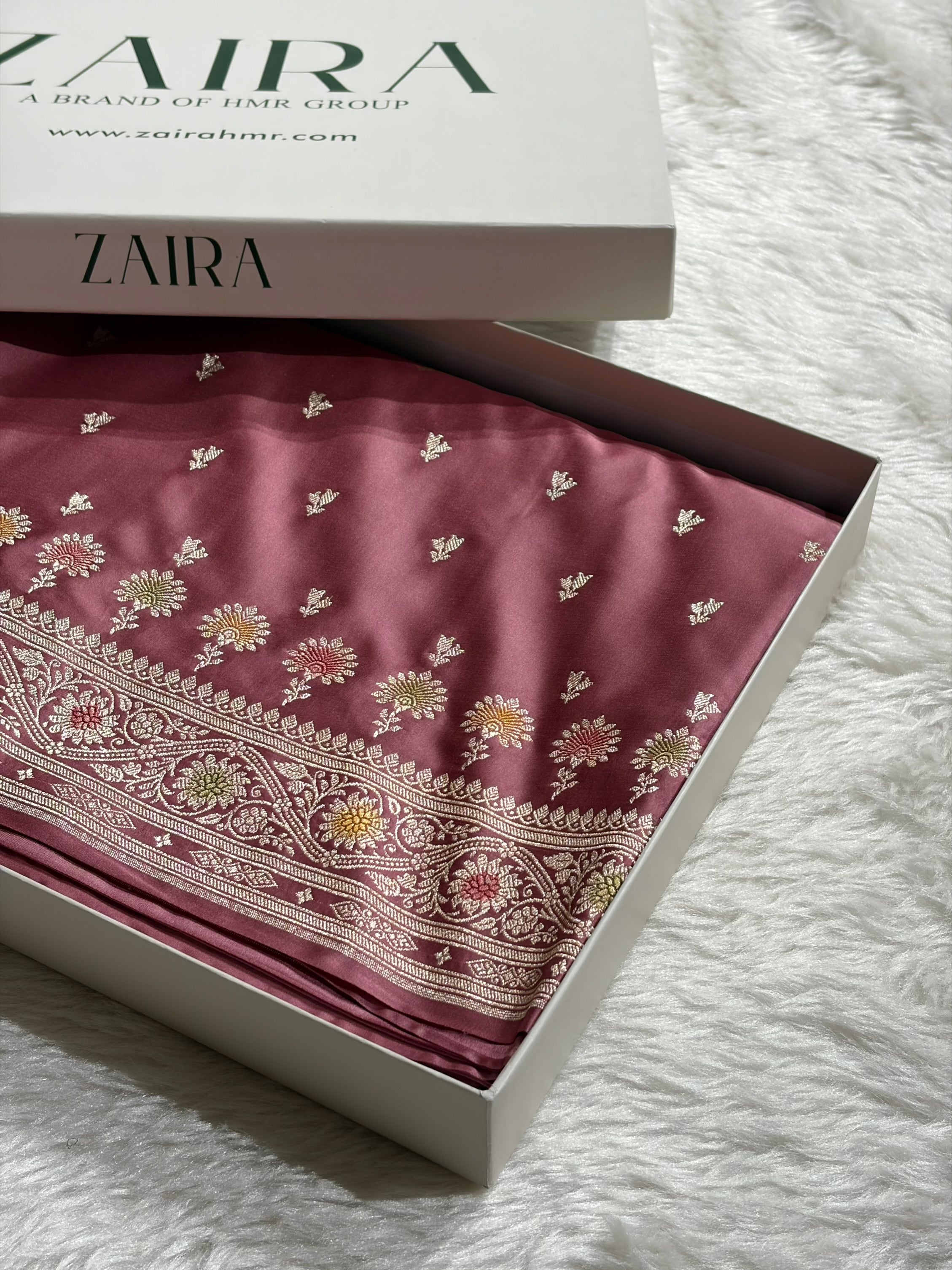 Banarasi Mauve Shades Minakari Booti Mashru Silk Saree MCS72