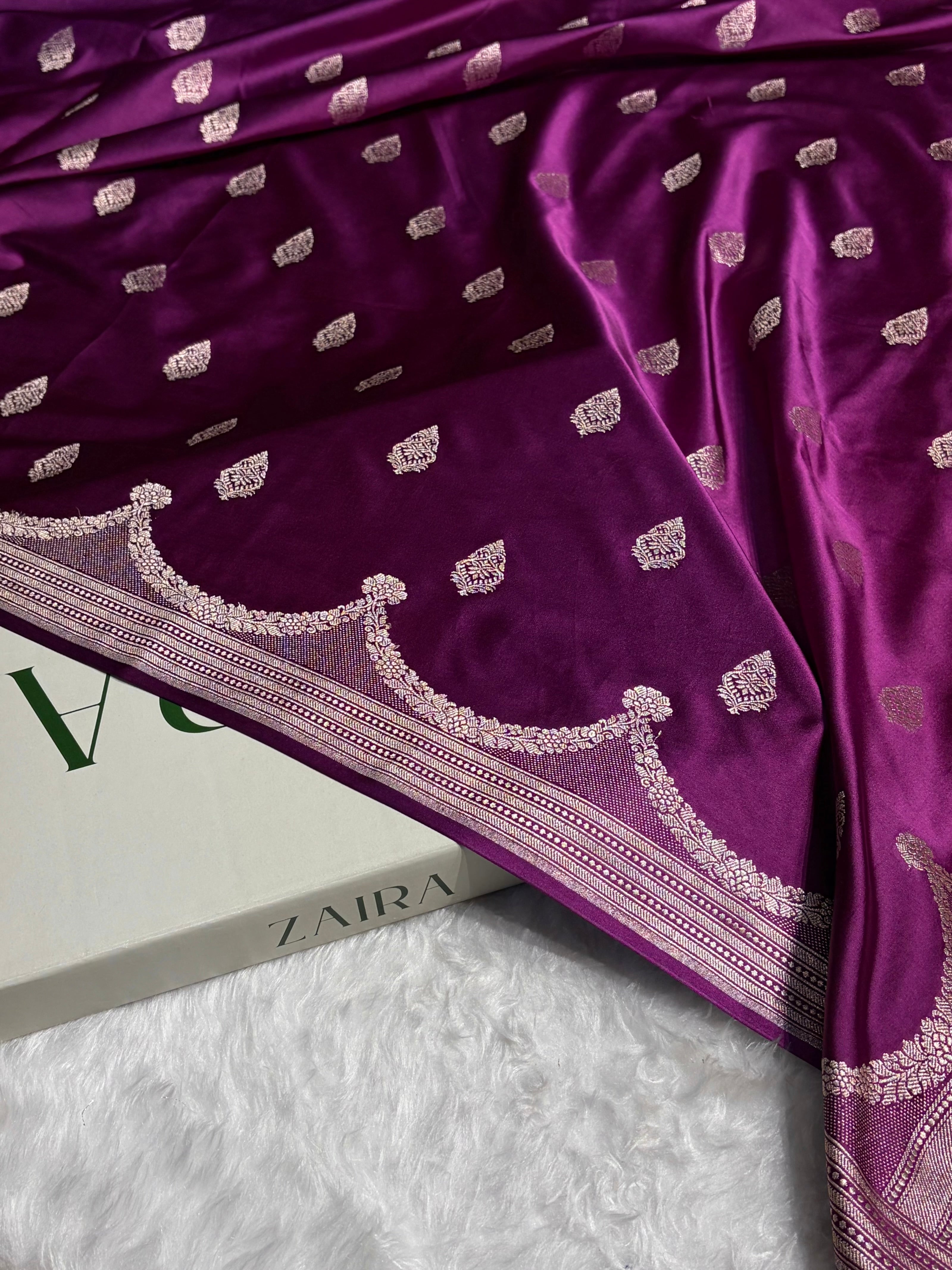 Purple Shades Scallop Mashru Silk Saree MS20
