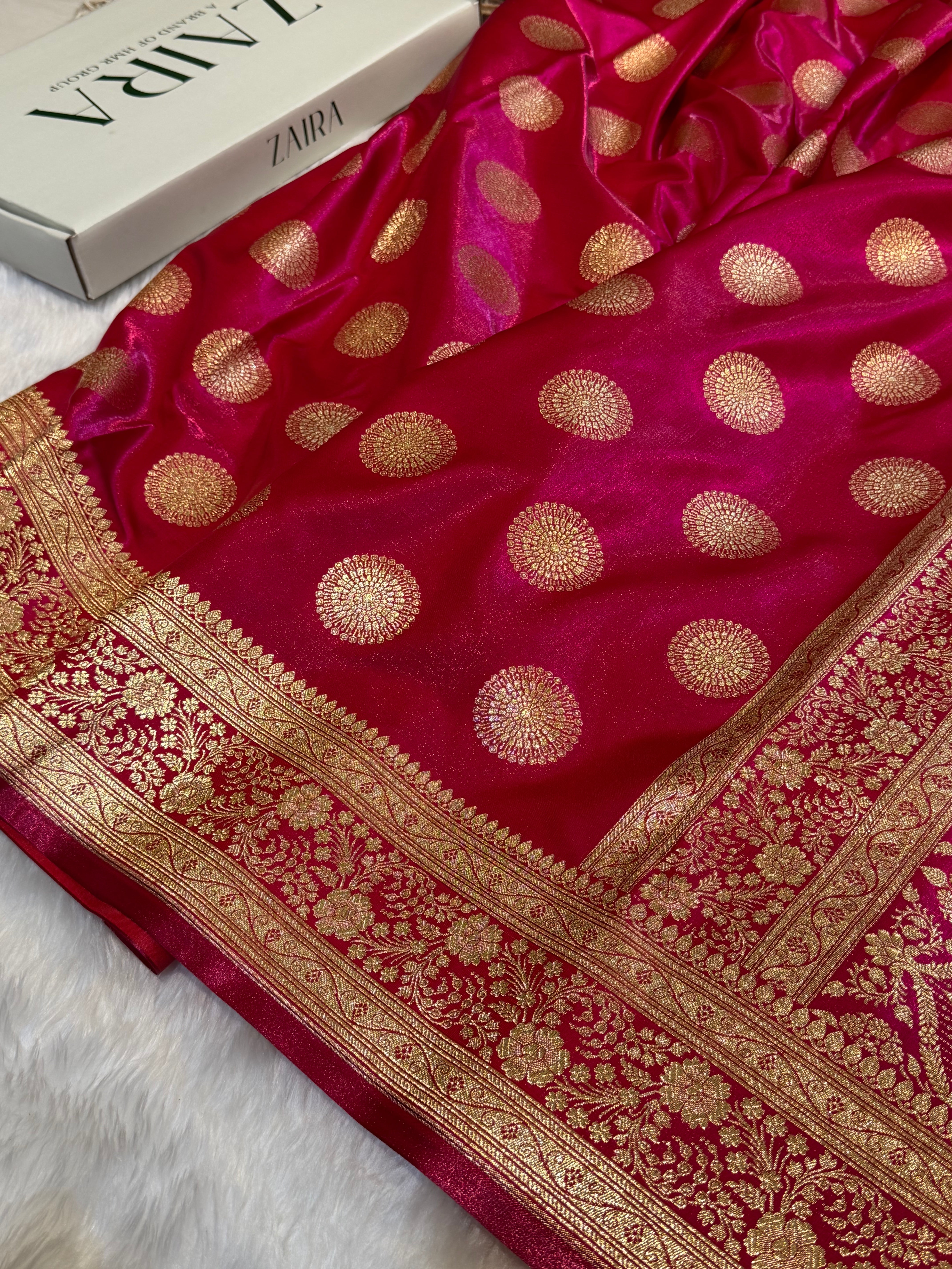 Rani Pink Shades Banarasi Satin Silk Saree SS33