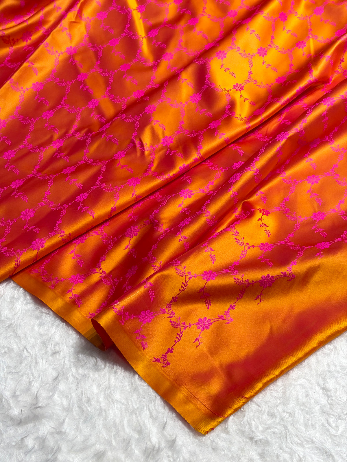 Orange Shades Banarasi Booti Pattern Mashru Silk Saree MSM-136