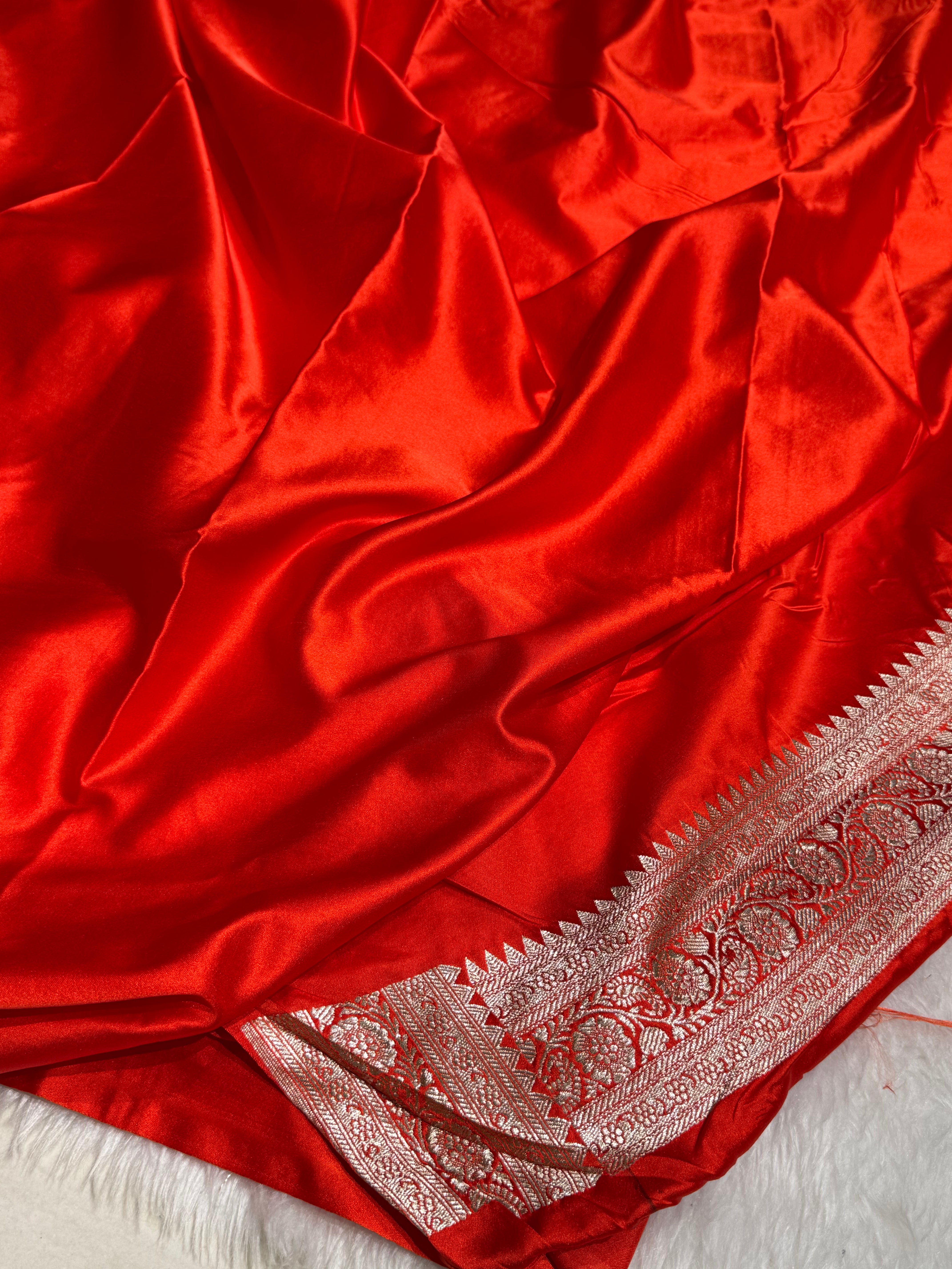 Orange Booti Mashru Silk Saree