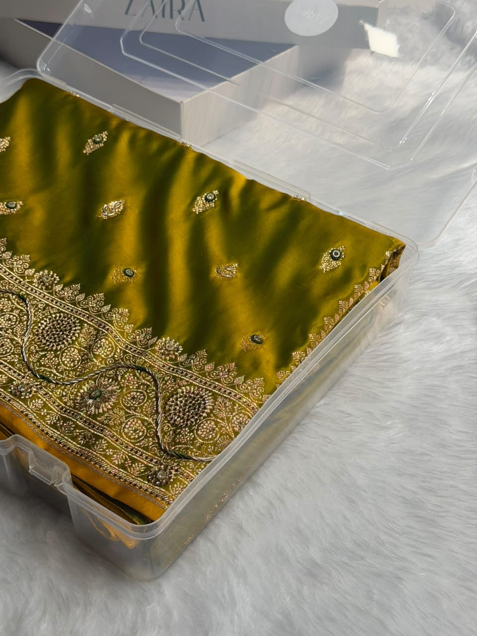Banarasi Mehandi Green Katan Silk Saree with Zardozy work BSK82